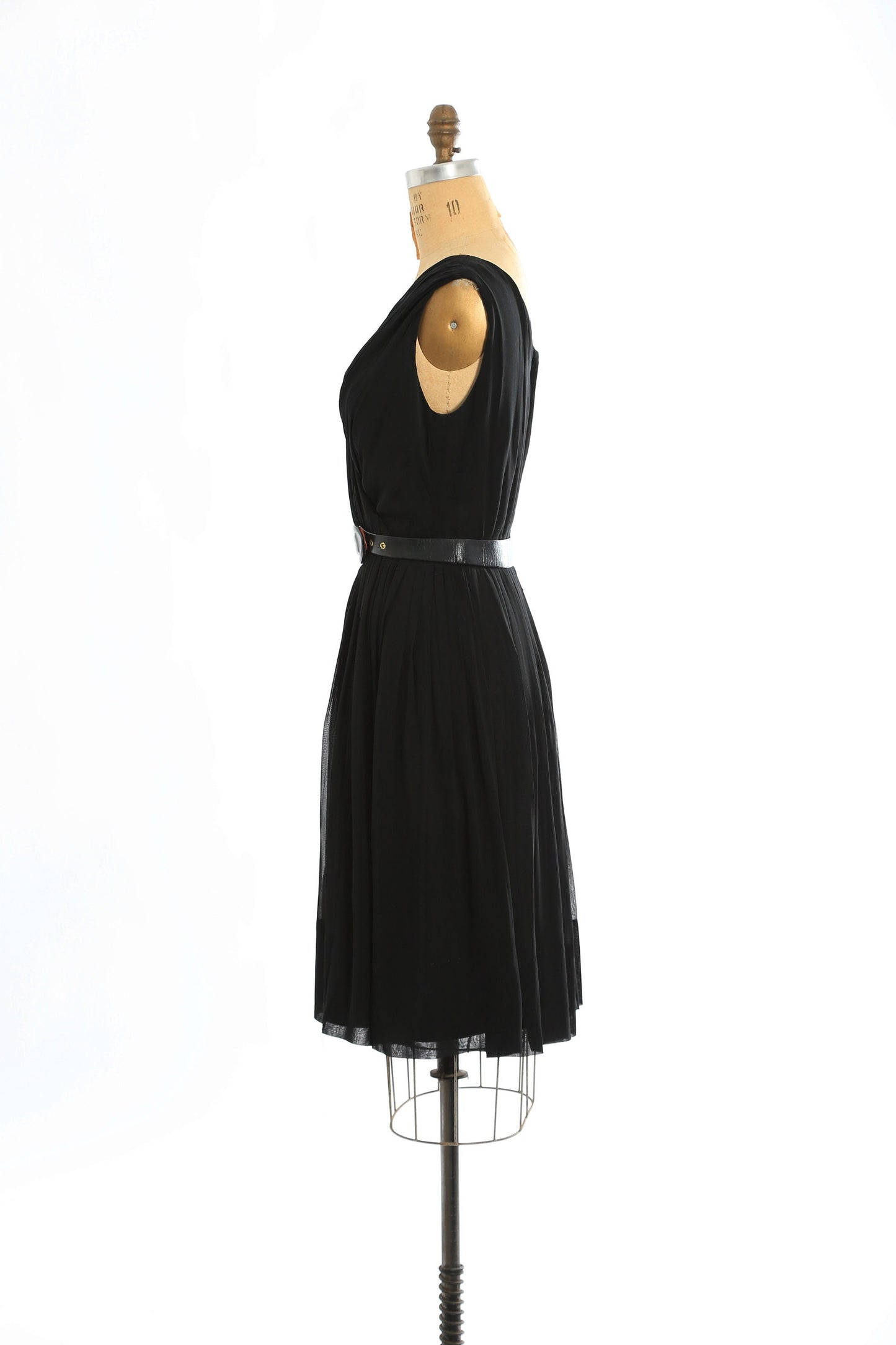 Vintage 50s black silk chiffon dress