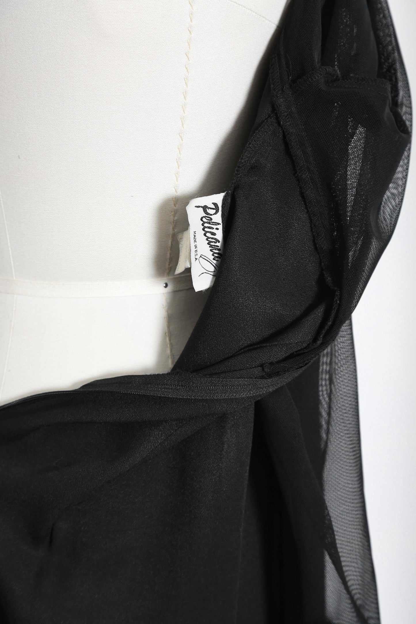 90s tuxedo maxi dress | Vintage 1990s black sheer tuxedo dress