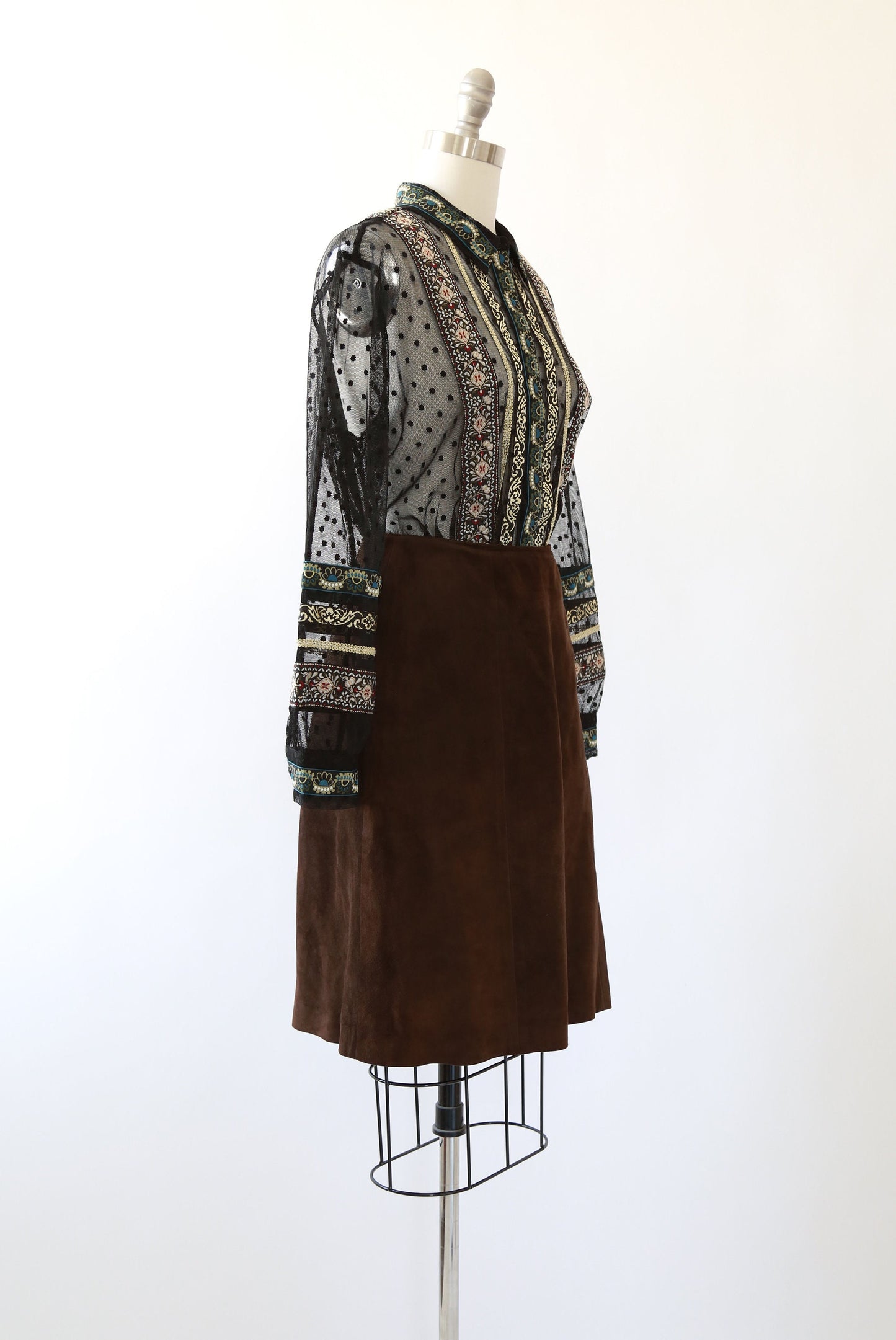 Vintage 60s brown suede leather mini skirt