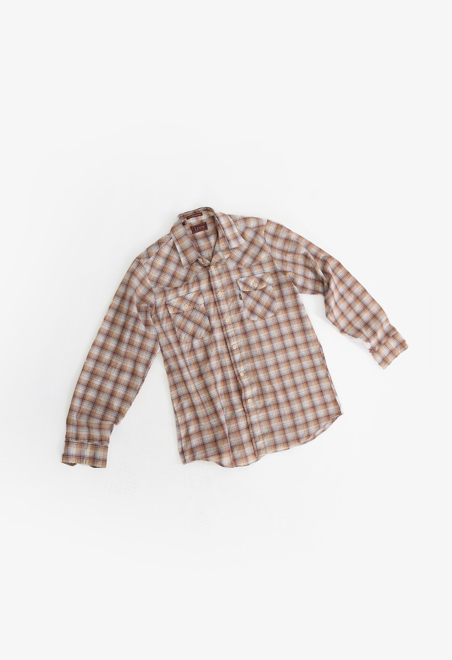 Vintage 70s LEVIS brown gold lurex western Plaid shirt