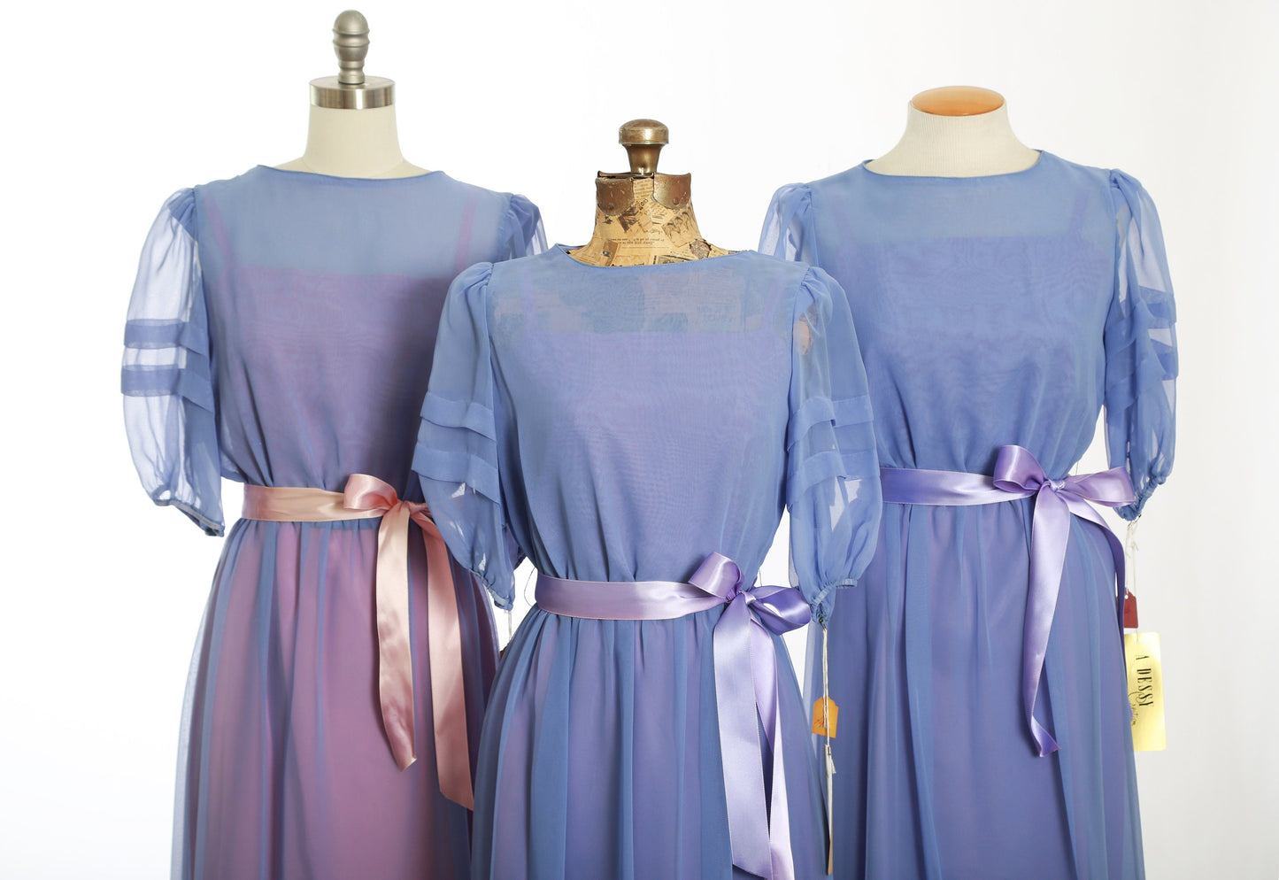 Vintage 70s chiffon maxi dress | 1970s deadstock purple bridesmaid dress