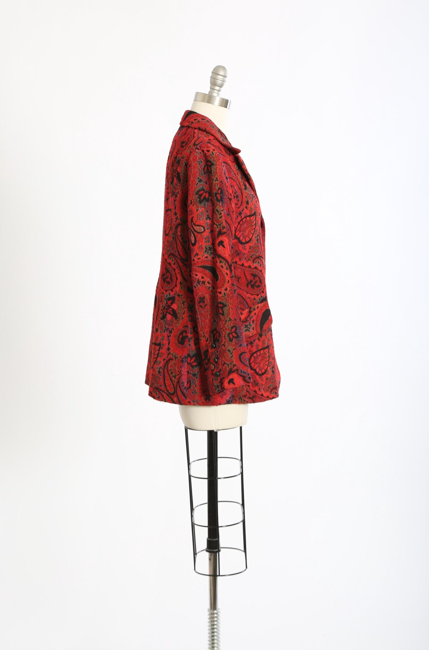 60s Alex Colman blazer | Vintage 60s red woven Paisley blazer