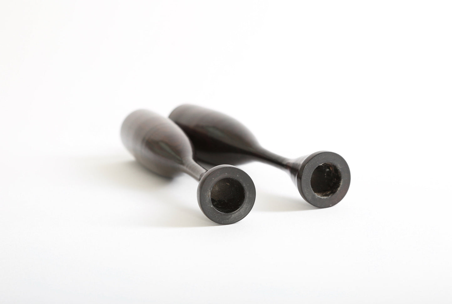 Vintage Mid Century Modern ironwood tulip candlestick holders