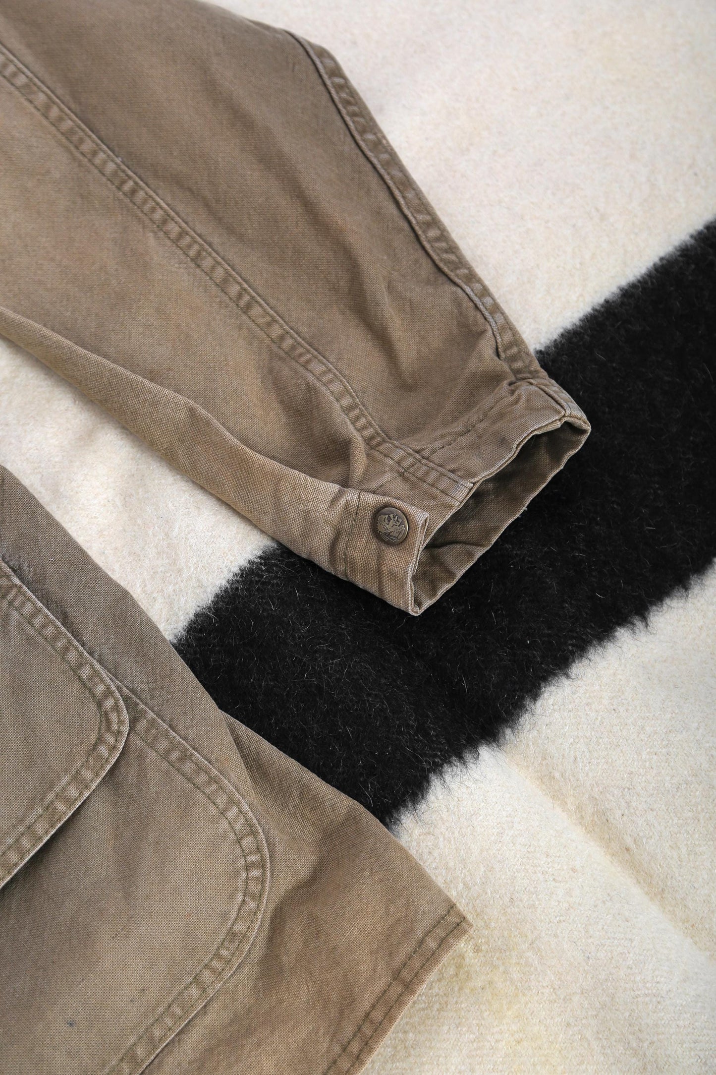 Woolrich coat | Vintage Mens Woolrich canvas chore leather jacket coat