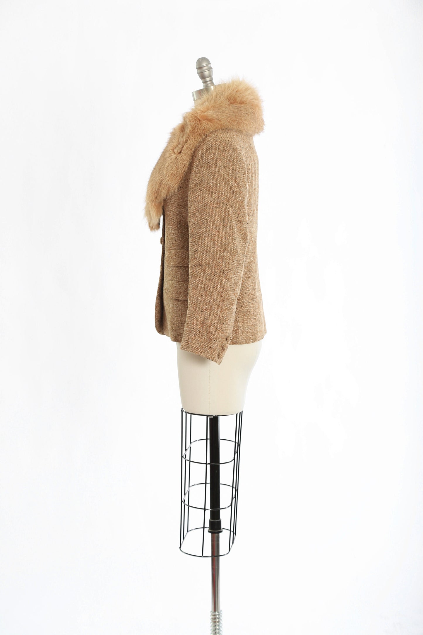 Lilli Ann fox fur blazer | Vintage 1970s Adolph Schuman for Lilli Ann wool tweed blazer