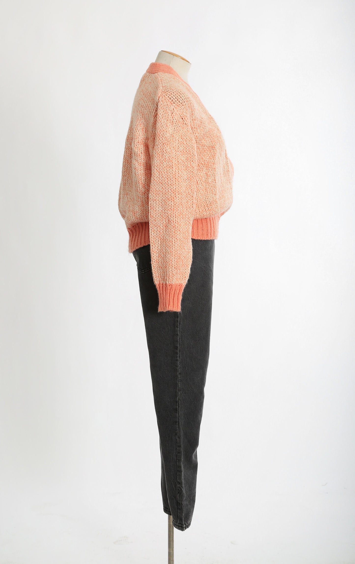 Vintage 90s chunky pink knit cardigan sweater