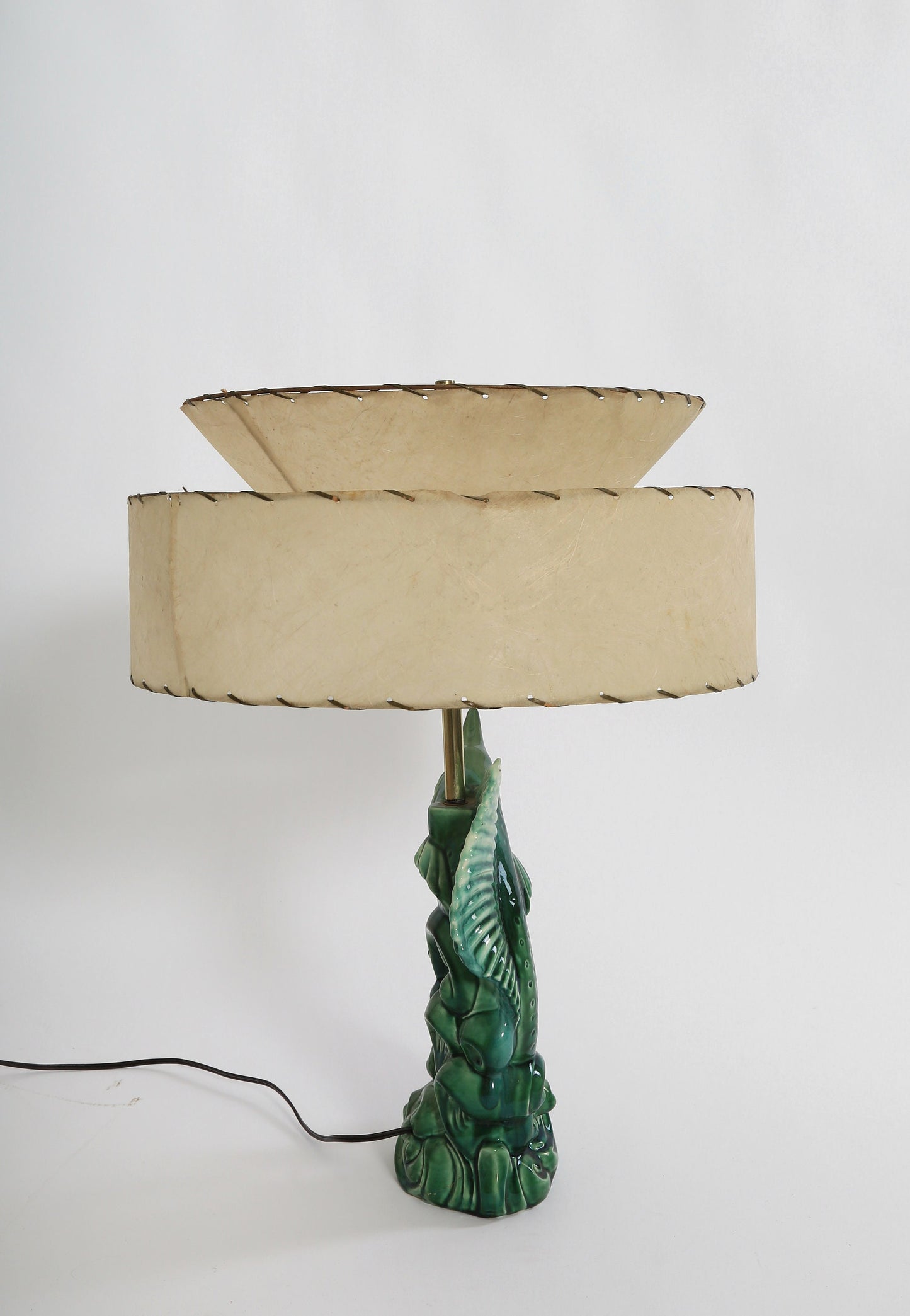 Vintage 1950s Mid Century Modern ceramic Marlin fish lamp + Fiberglass shade