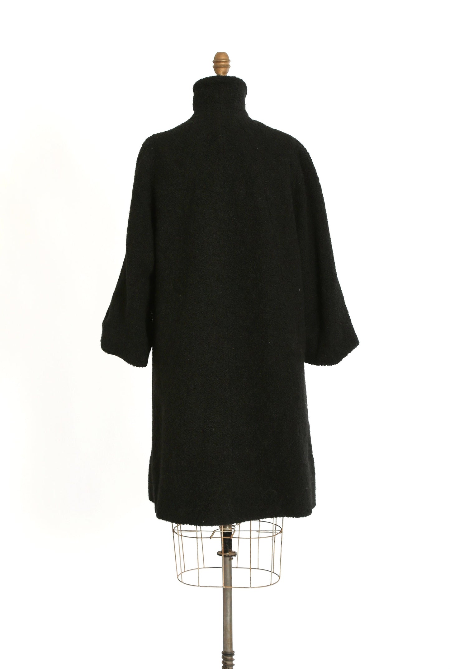 Vintage 50s black boucle wool opera swing coat