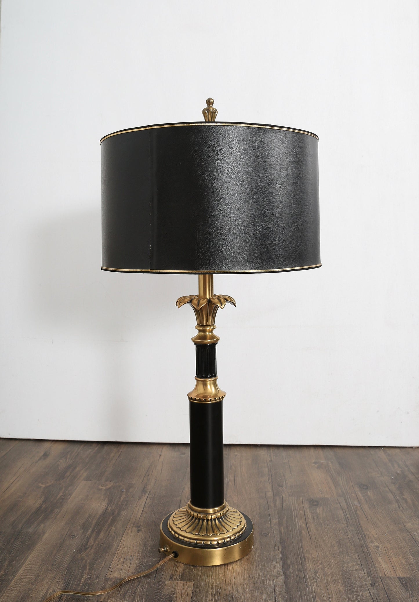 Vintage black + gold brass neoclassical French style table lamp