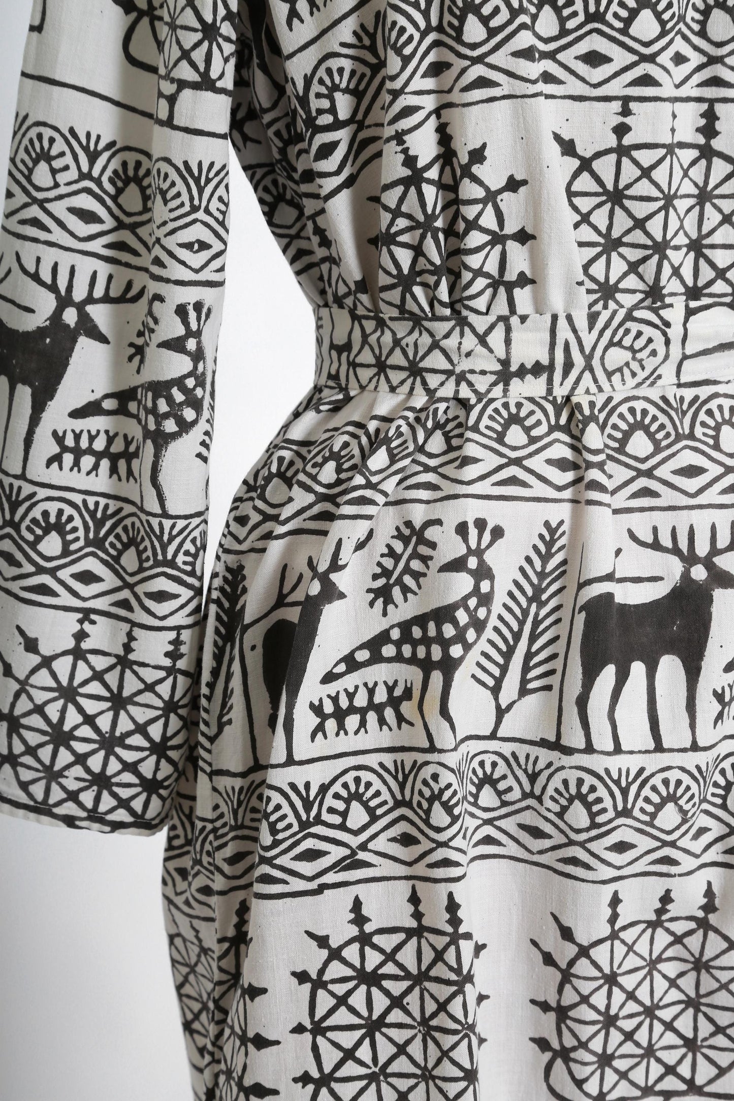 Vintage 70s novelty print maxi dress | 1970s woodland creatures block cotton block print maxi dress