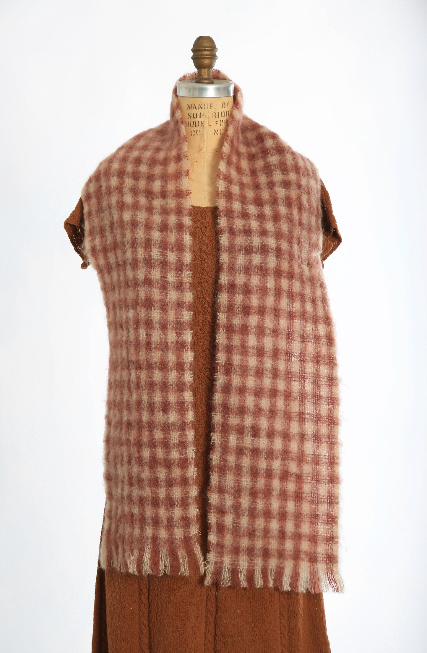 60s Mohair scarf | Vintage 1960s gingham Bloomingdales Scottish mohair scarf