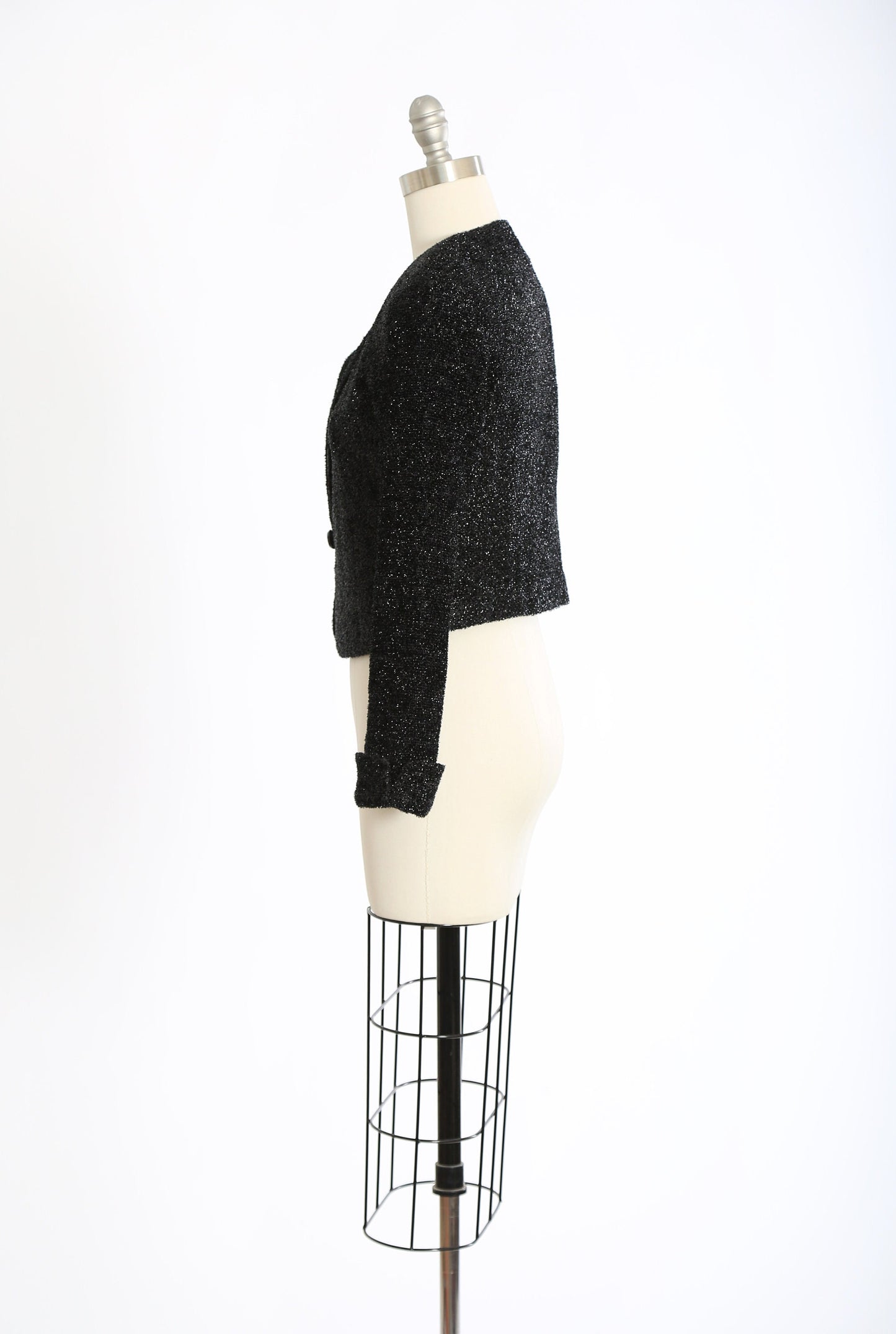 Vintage 90s Y2K black tinsel cropped jacket bolero