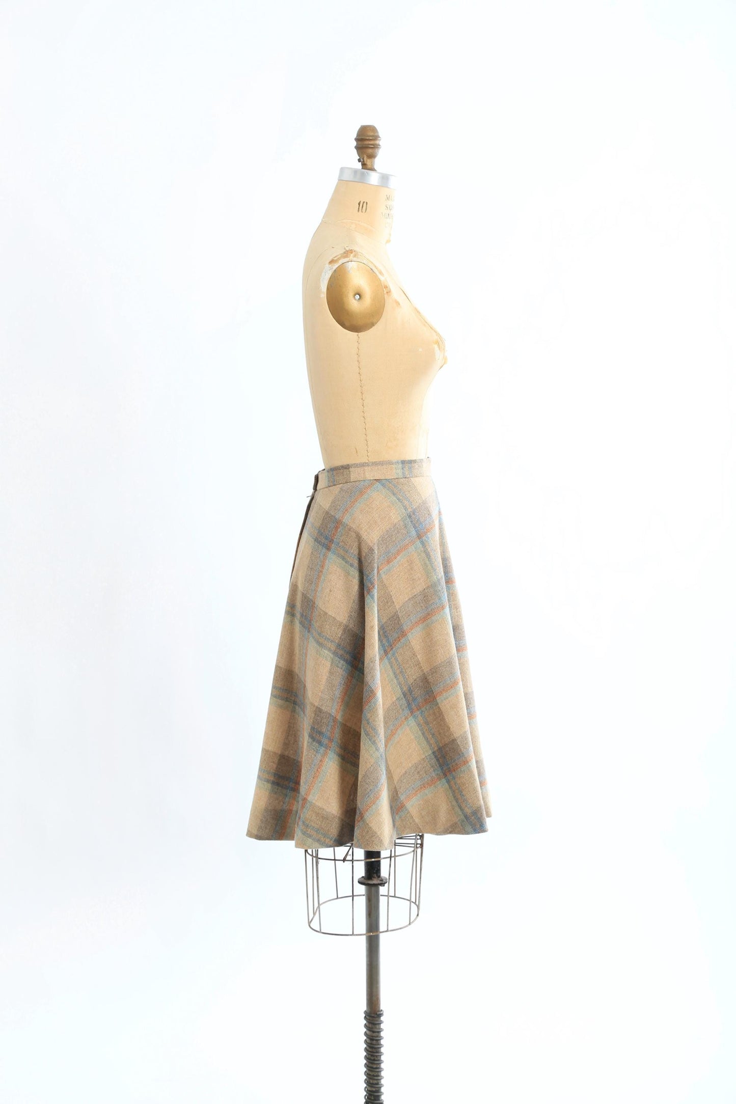 70s woven plaid wool blend skirt