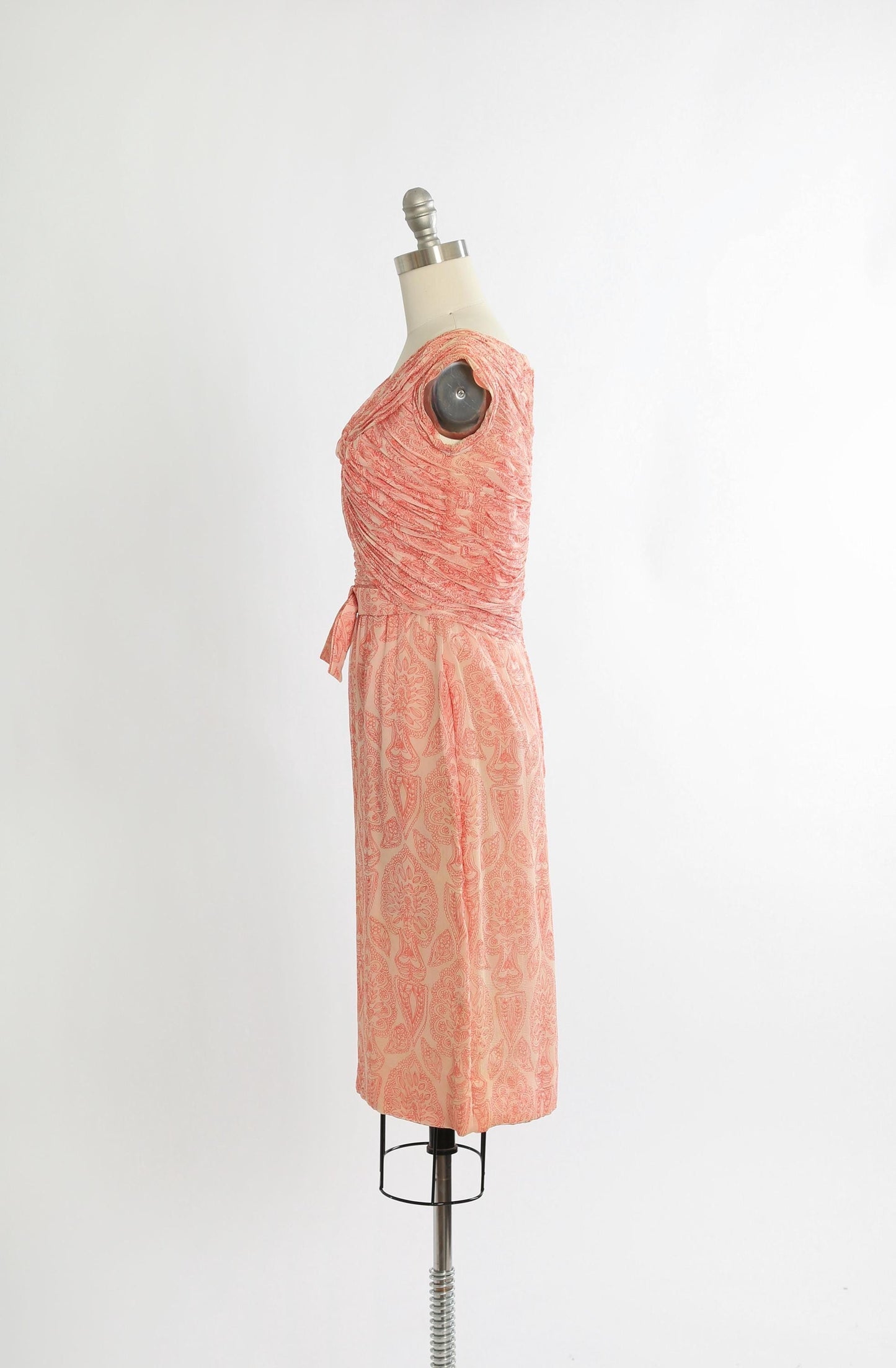 Vintage 1950s f.m. Swiss pink floral silk dress