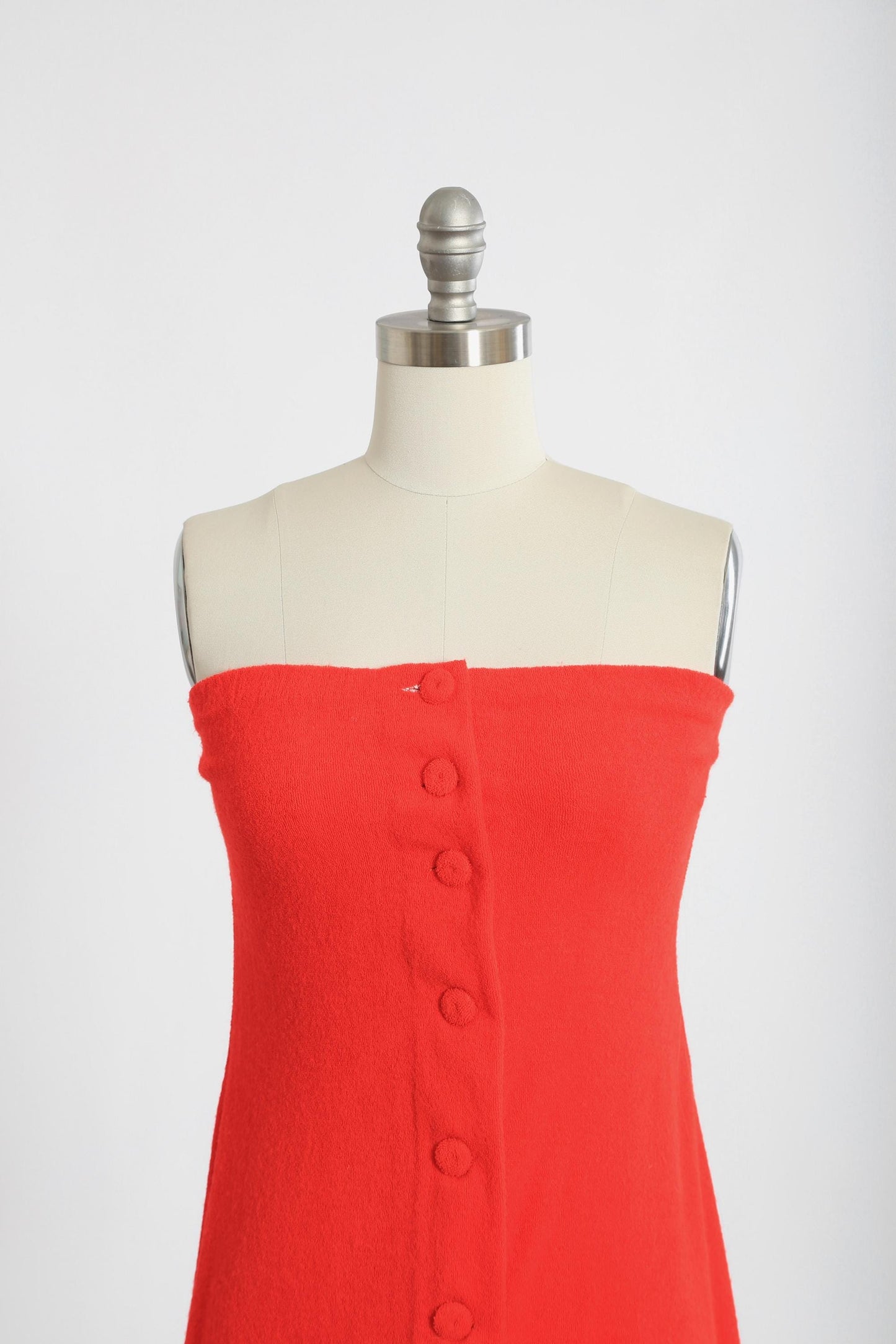 Red terry cloth dress | Vintage 70s Jonathan Logan tube top maxi dress