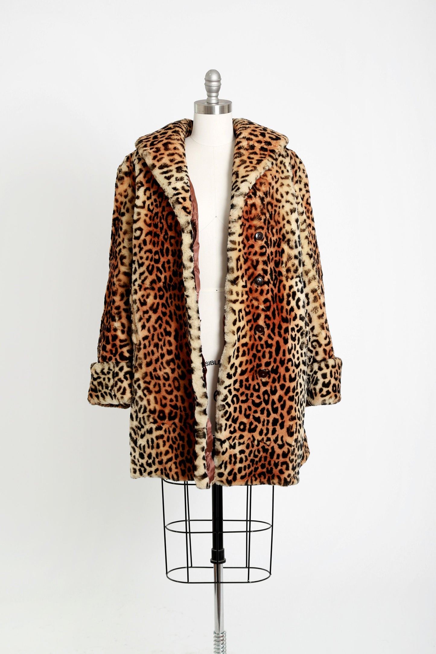 50s leopard print fur coat | Vintage 1950s sheepskin shearling fur Leopard print stroller