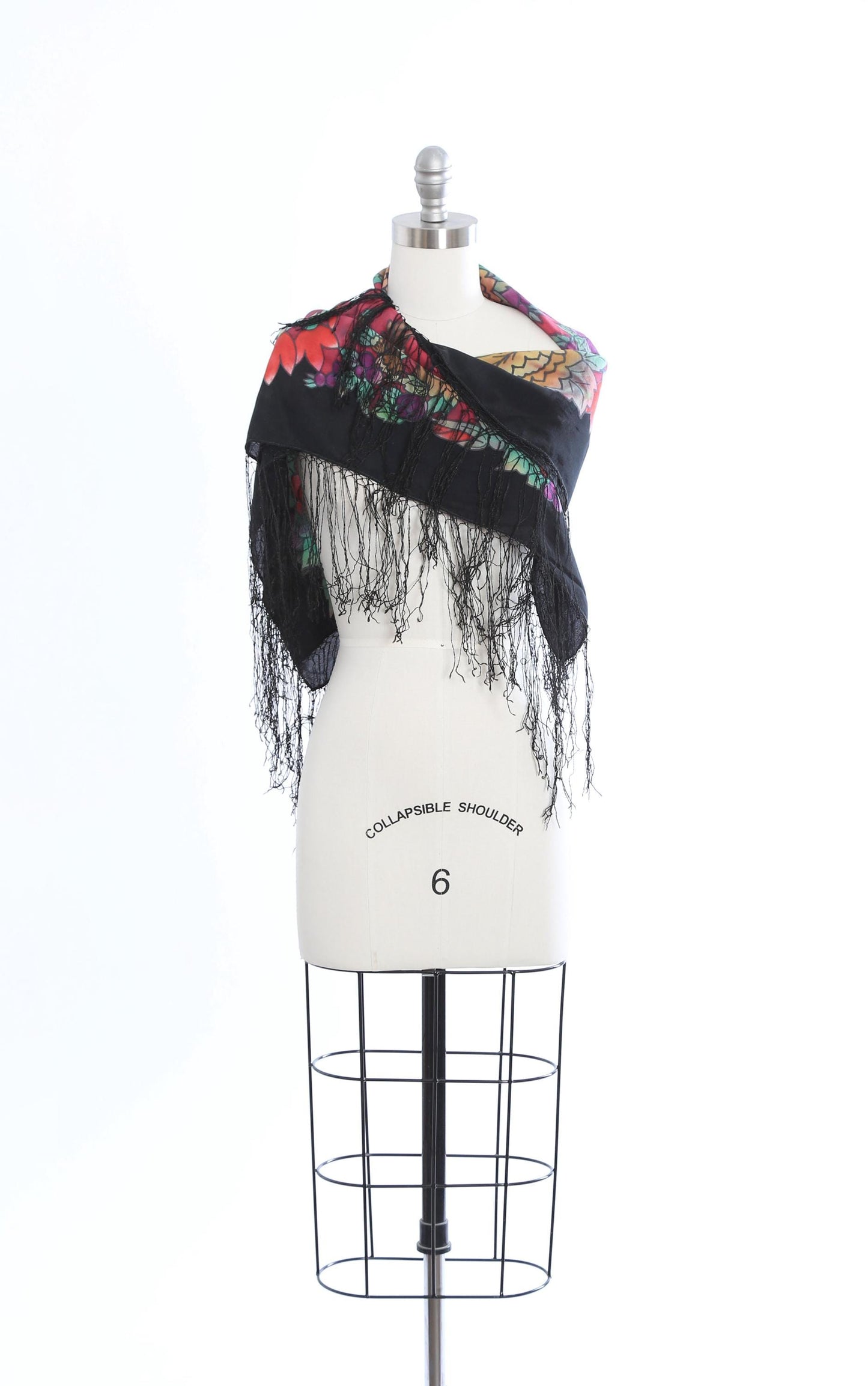 40s piano shawl | Vintage 1940s silk floral paino shawl