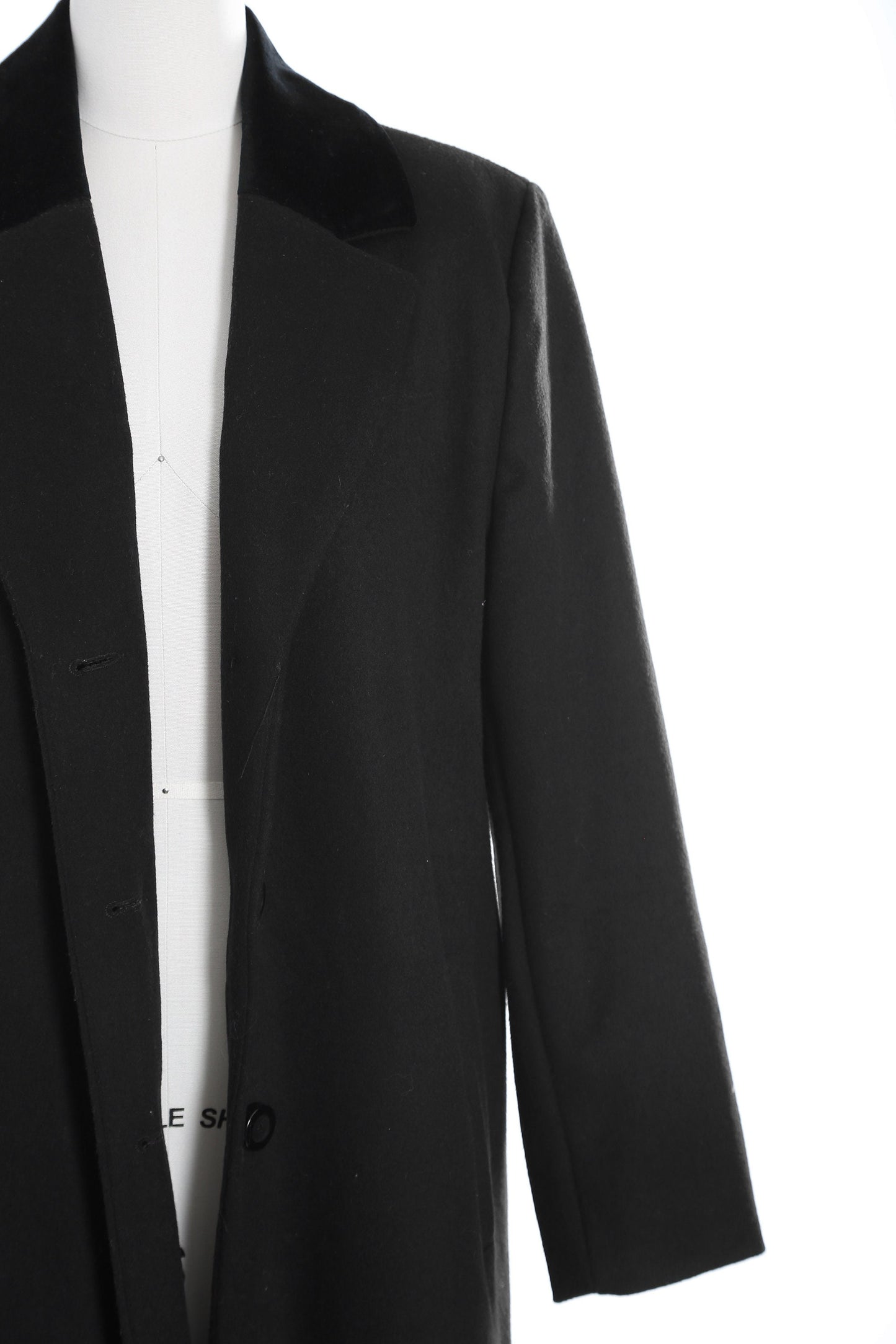 90s black wool coat | Vintage 1990s PENDLETON black velvet Merino wool long oversized coat