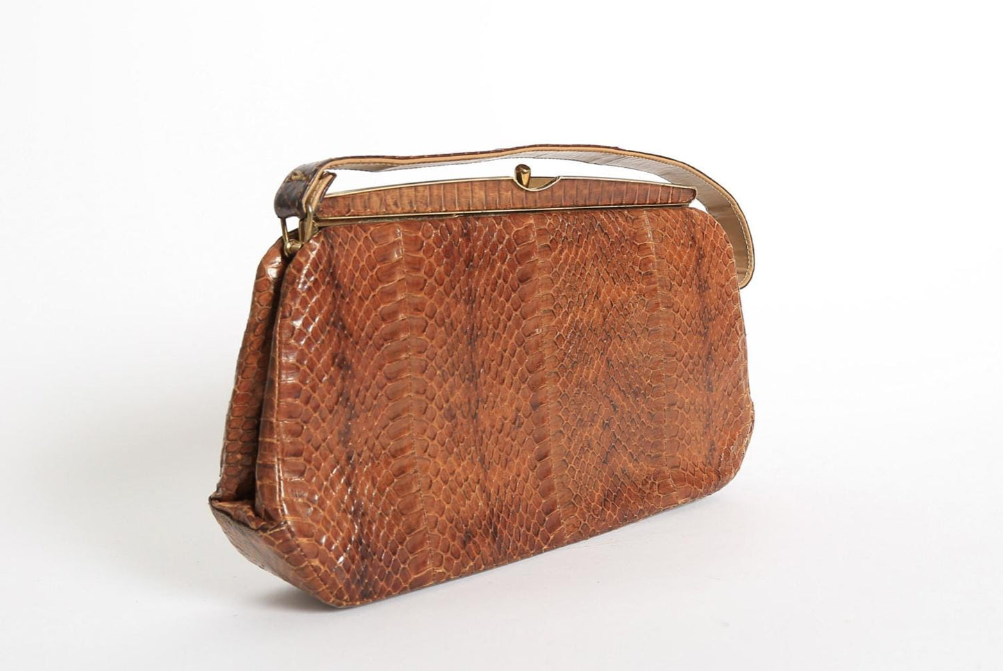 Vintage 1950s brown snake skin bag purse
