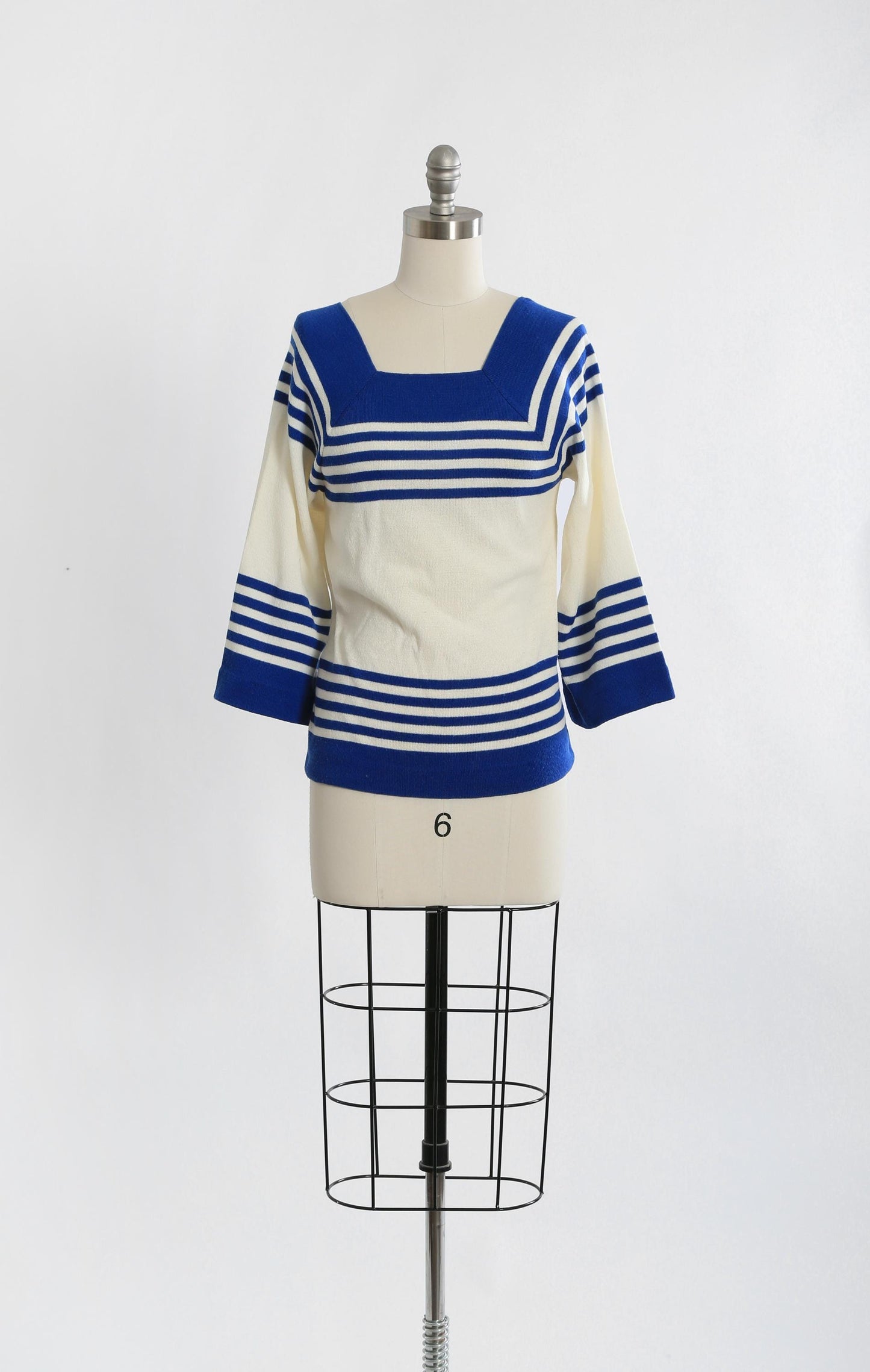 70s Nautical bell sleeve knit top