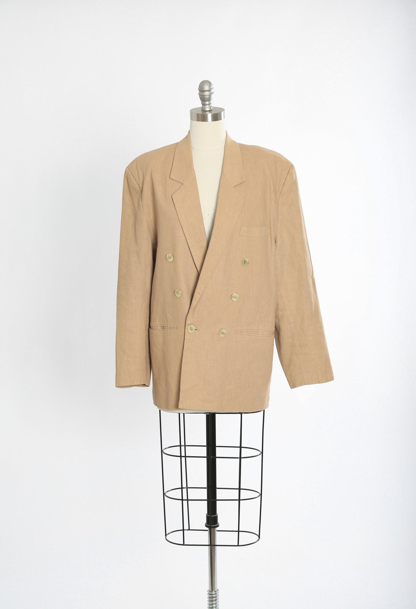 90s Tan linen cotton blazer
