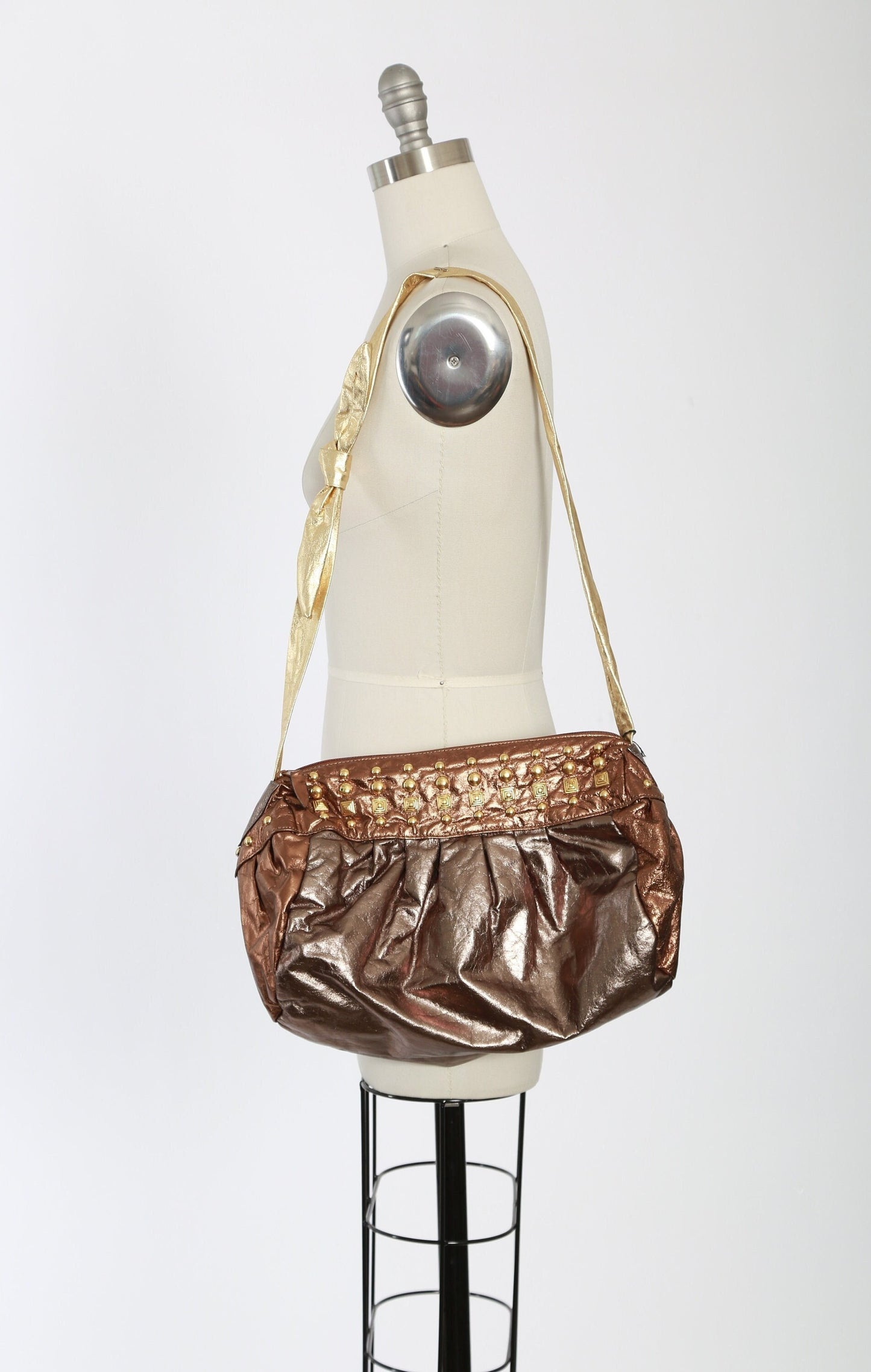 Vintage 80s OHH! Ashley metallic gold studded leather purse | 1980s deadstock gold leather purse