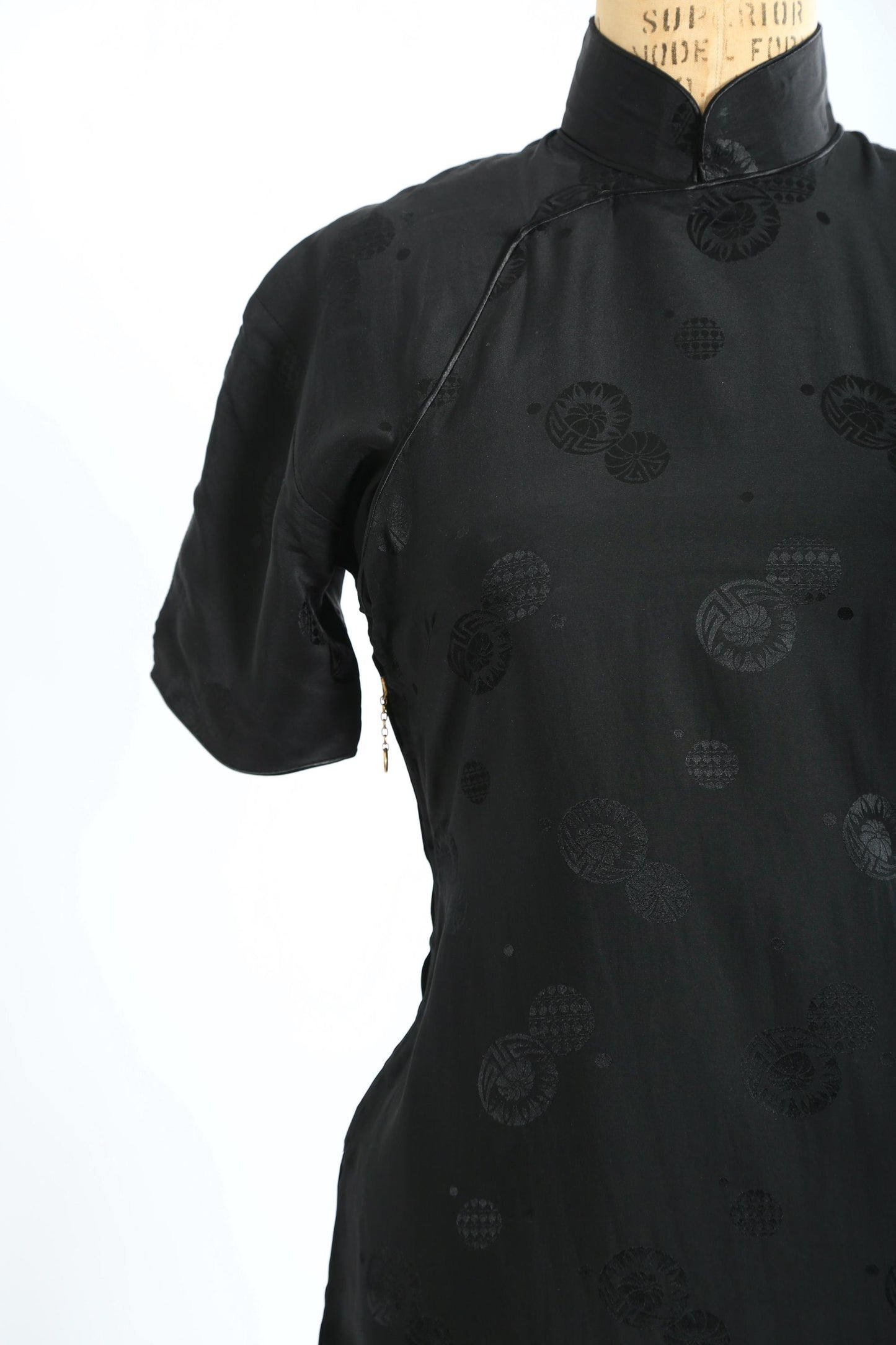 40s qipao silk dress | Vintage 1940s black silk Brocade Cheongsam dress