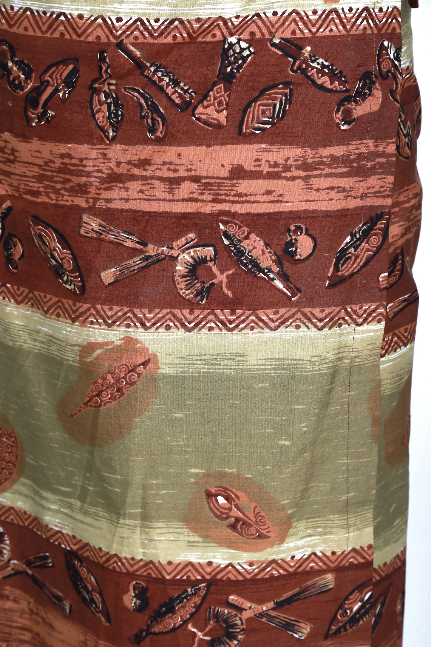 Vintage 50s Duke Kahanamuku Hawaiian cotton sarong wrap skirt | 1950s ie faitaga wrap skirt