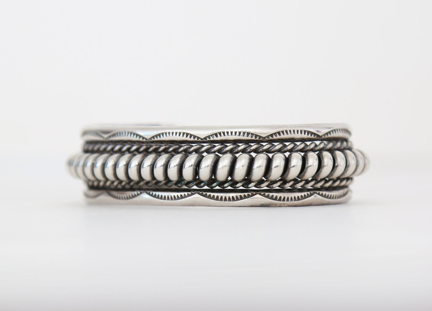 Vintage Navajo TAHE sterling silver signed cuff bracelet 56g