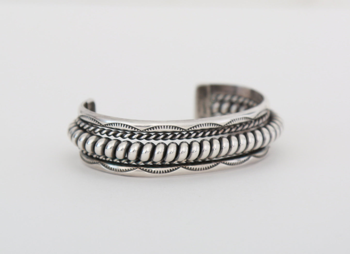 Vintage Navajo TAHE sterling silver signed cuff bracelet 56g