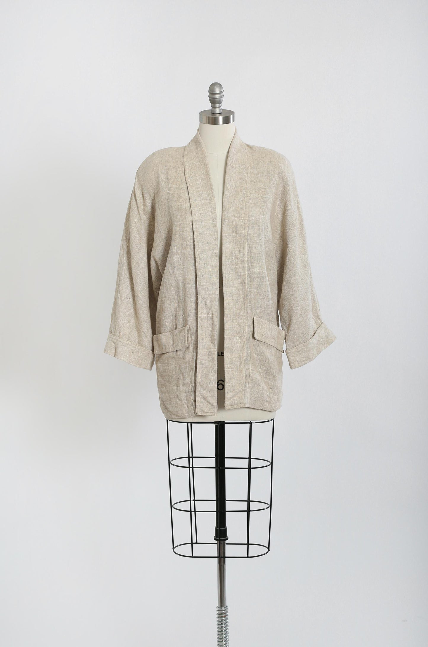 90s oversized oatmeal linen blazer jacket