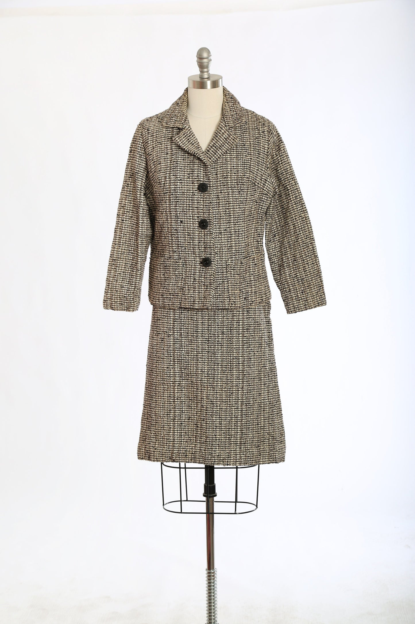 Vintage 50s gray tweed suit | 1950s Mid century Modern 2pc skirt jacket suit