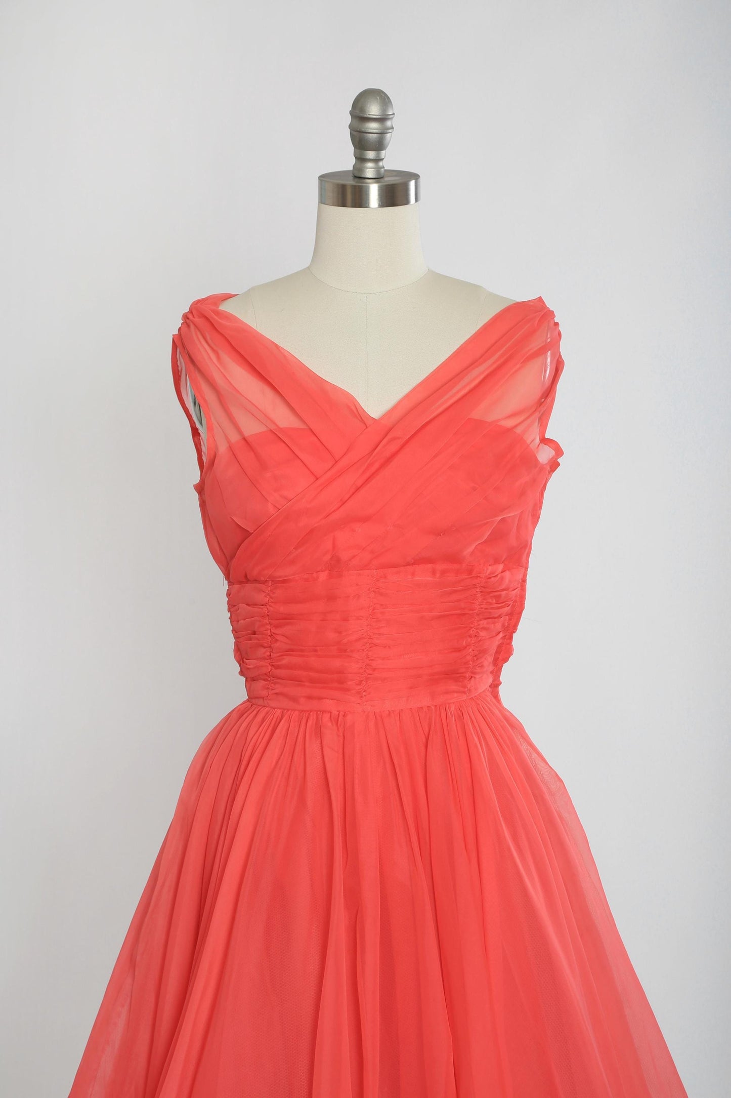 50s Pink chiffon tulle party dress
