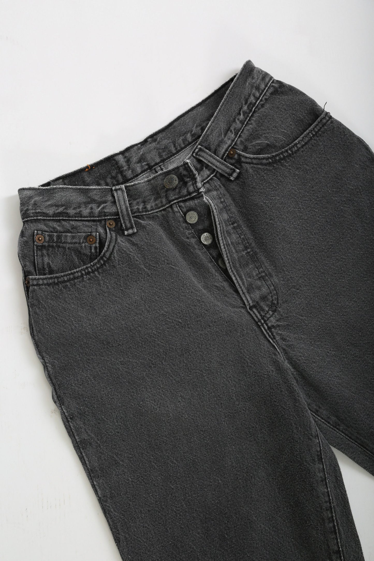 Vintage 90s 501 black Levis black button fly denim red tab straight jeans USA W27 L30
