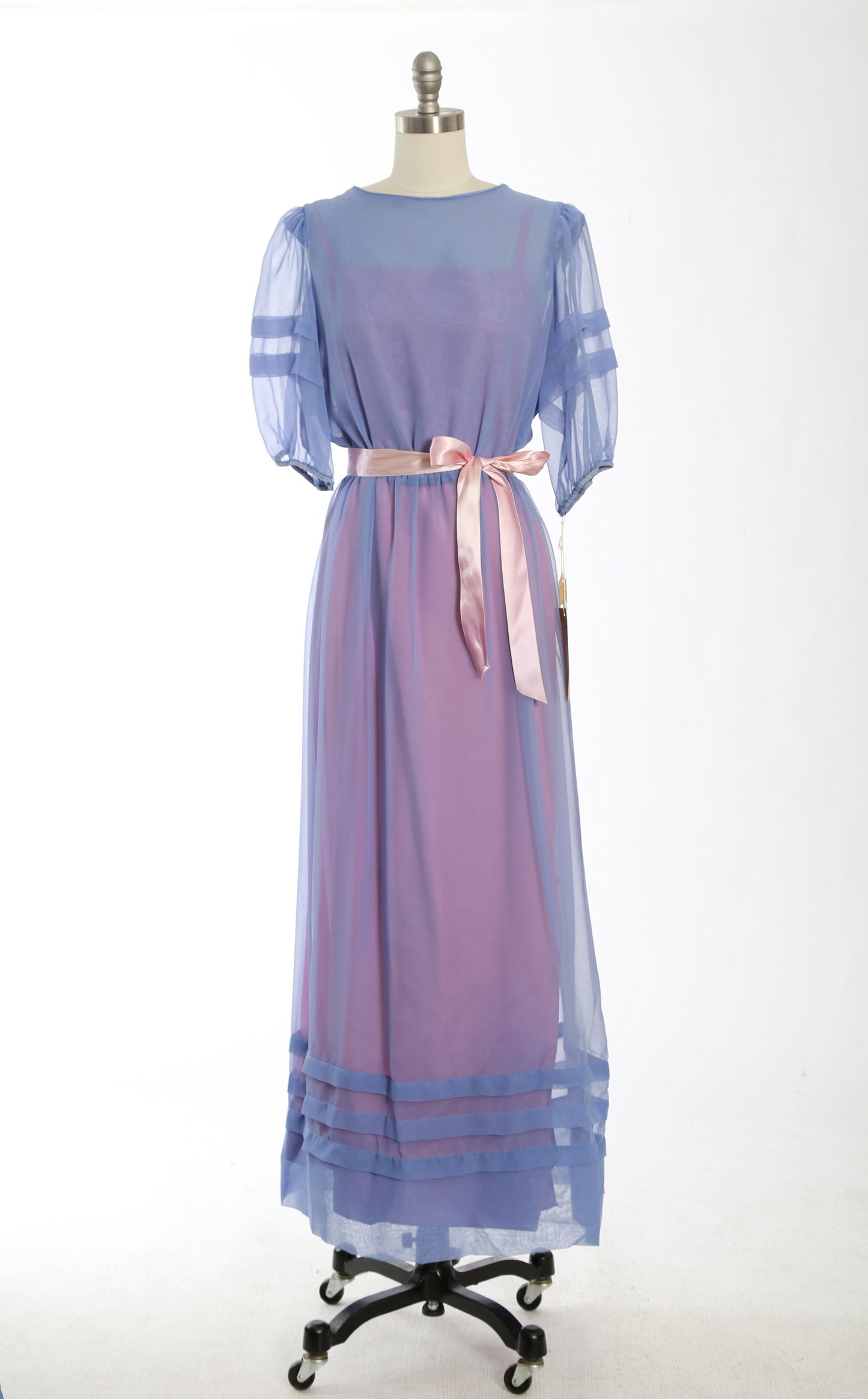 Vintage 70s chiffon maxi dress | 1970s deadstock purple bridesmaid dress