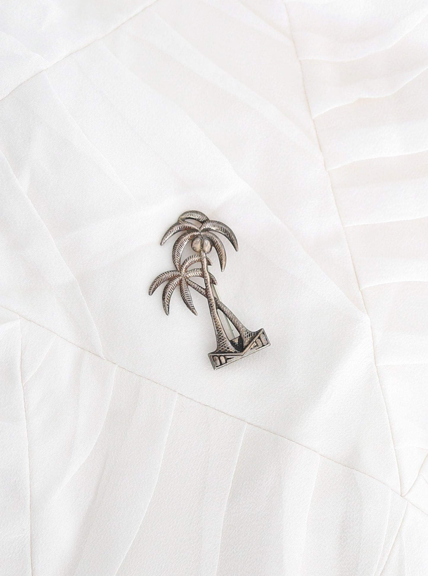 Vintage 1940s sterling silver double palm tree pin brooch