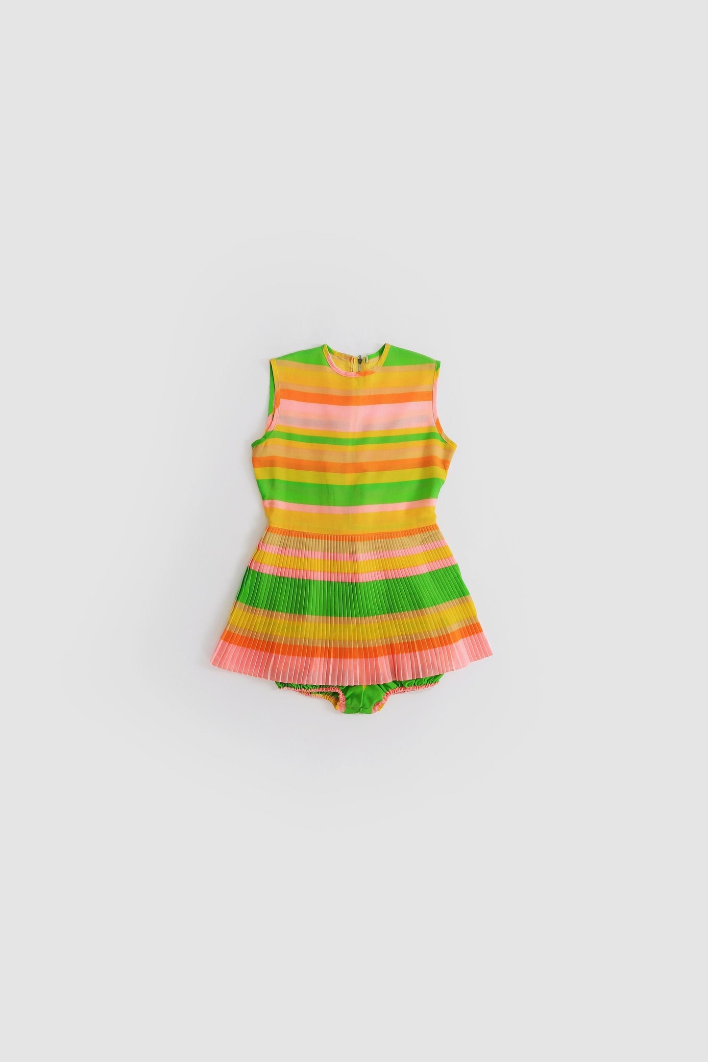 60s neon rainbow striped playsuit romper