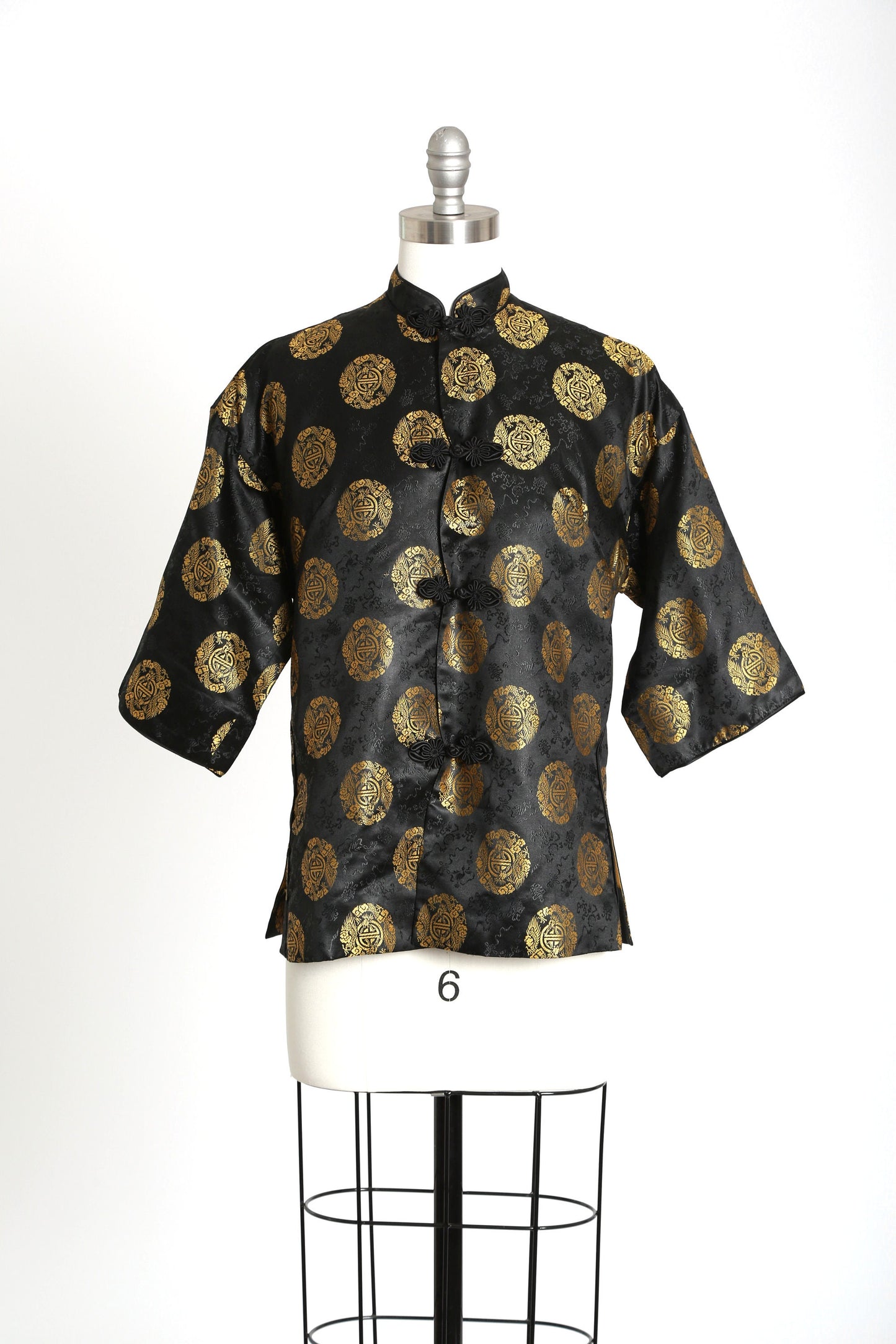 Vintage 1940s Silk brocade floral dragon blouse