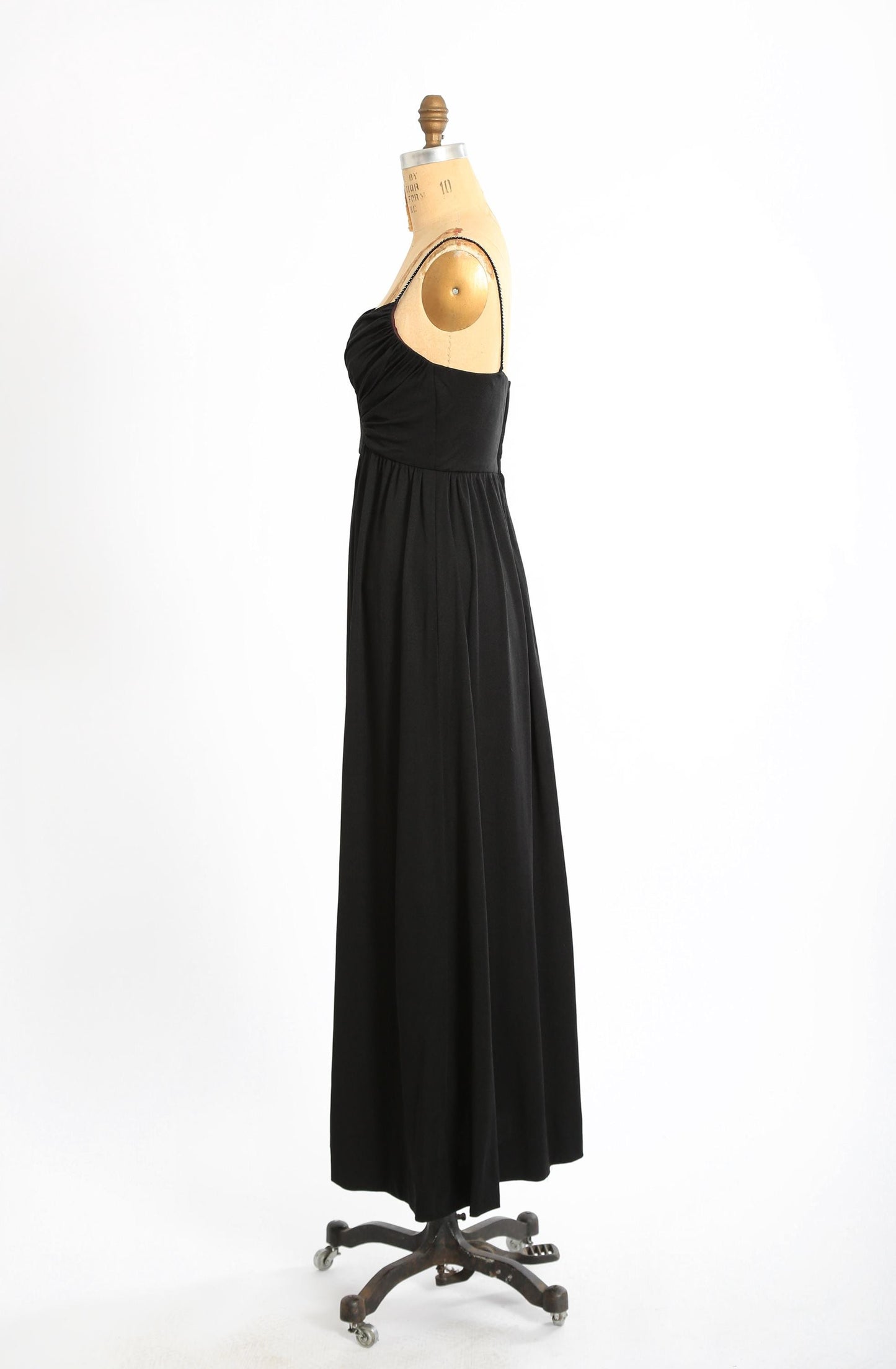 Vintage 70s black rhinestone maxi dress