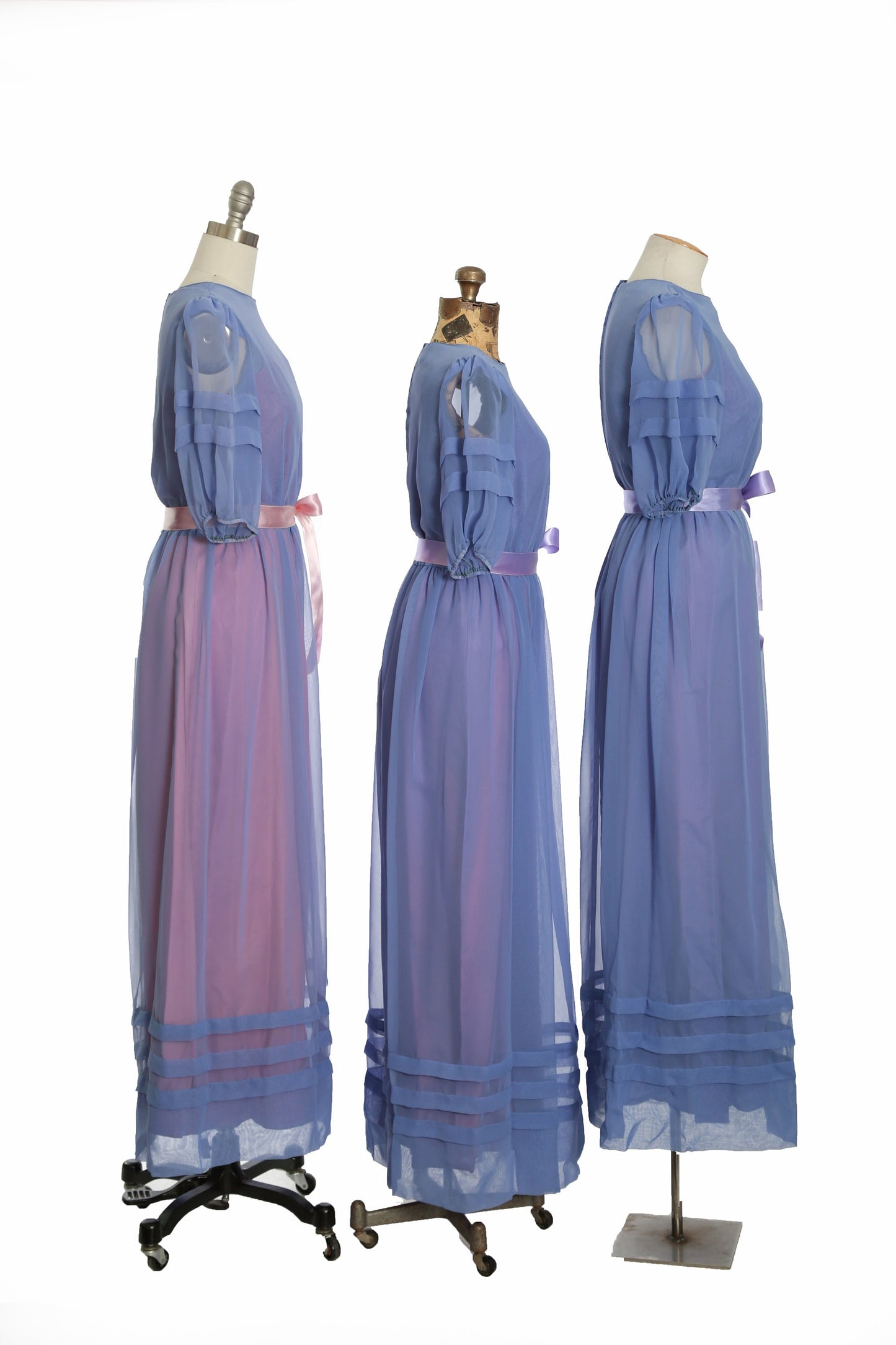 Vintage 70s chiffon maxi dress | 1970s deadstock purple bridesmaid dress