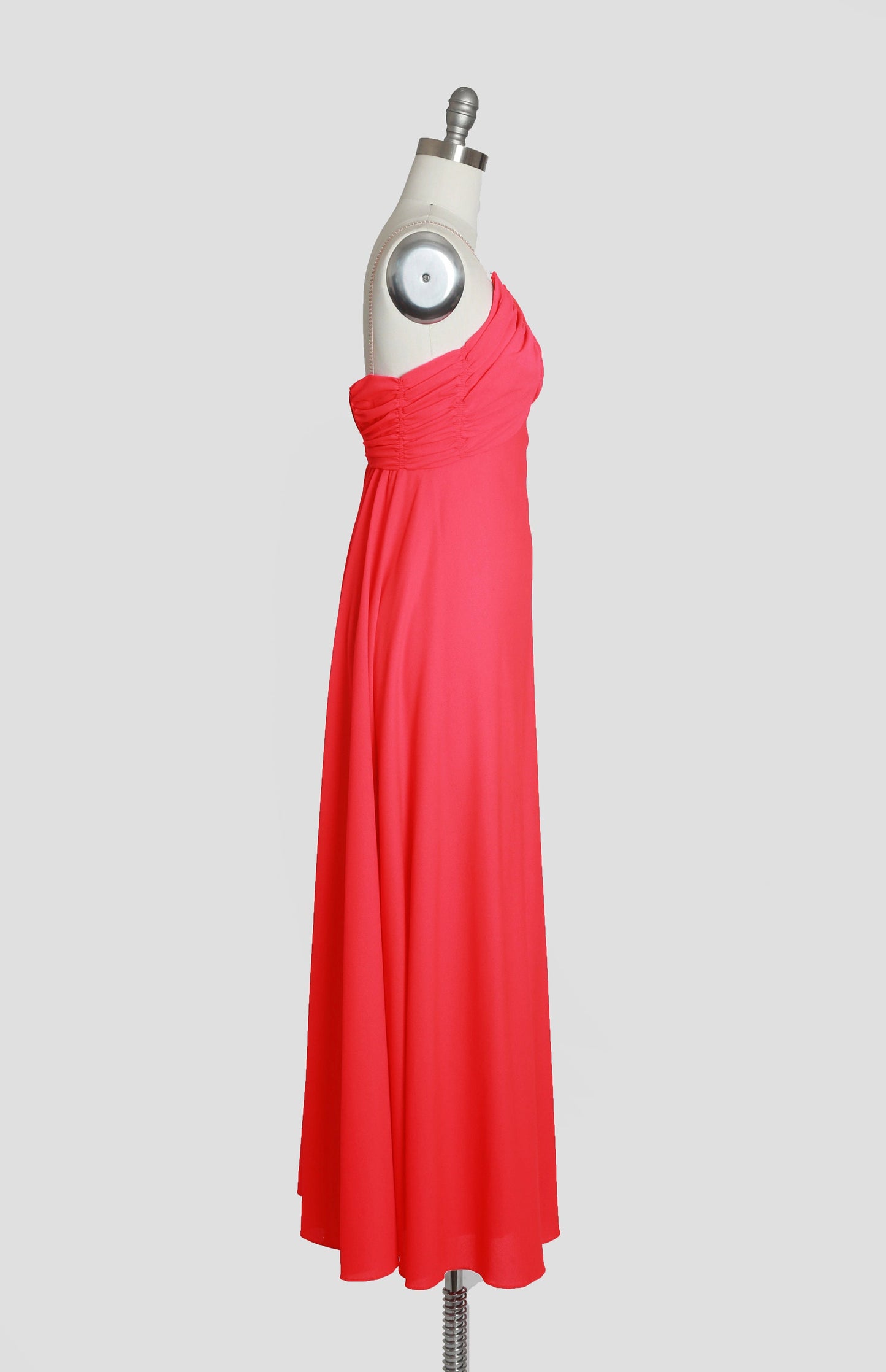 Lilli Diamond neon dress | Vintage 70s Lilli Diamond neon pink rhinestone cocktail party maxi dress XS
