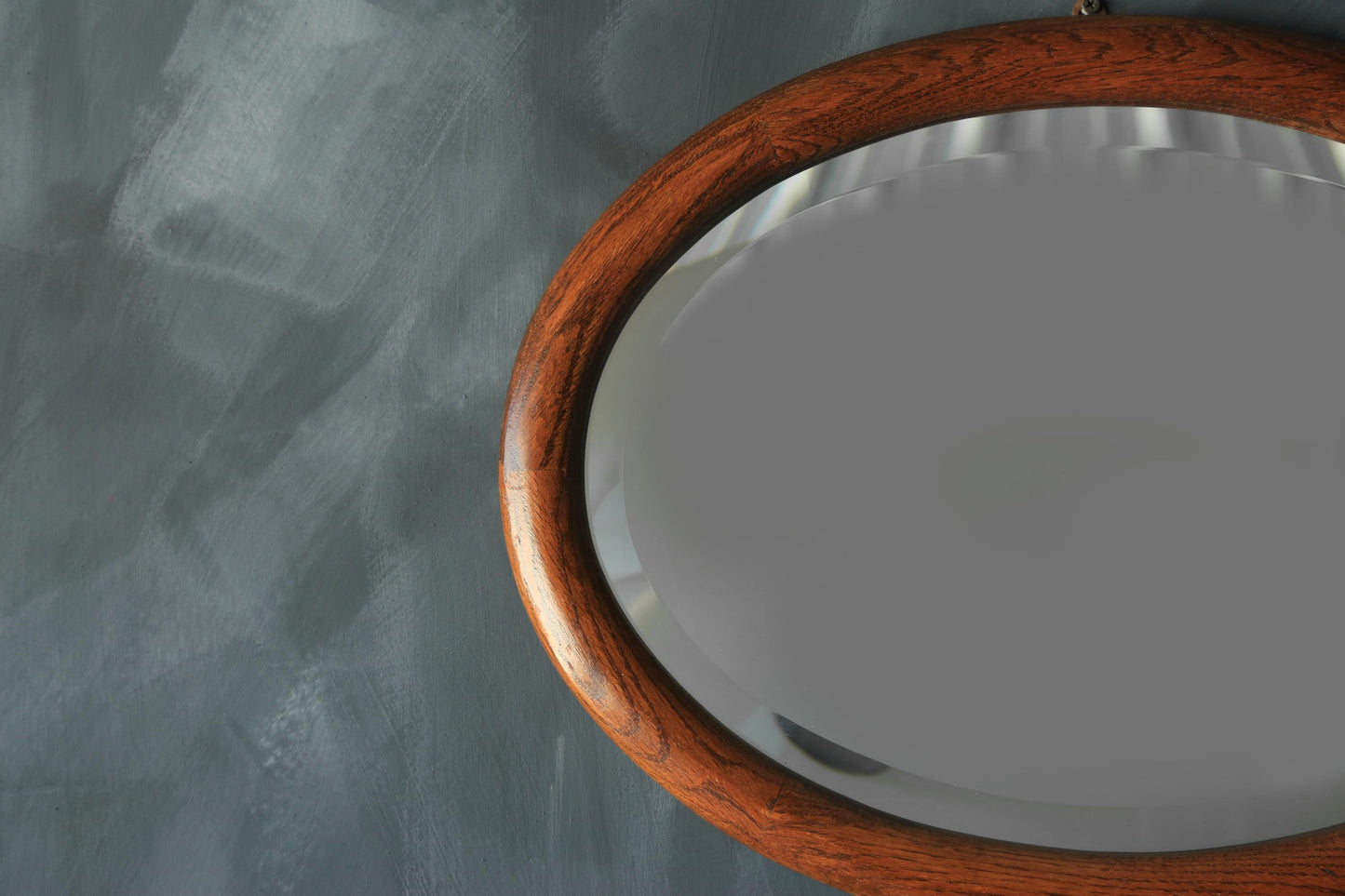 Antique Oak wood Oval mirror