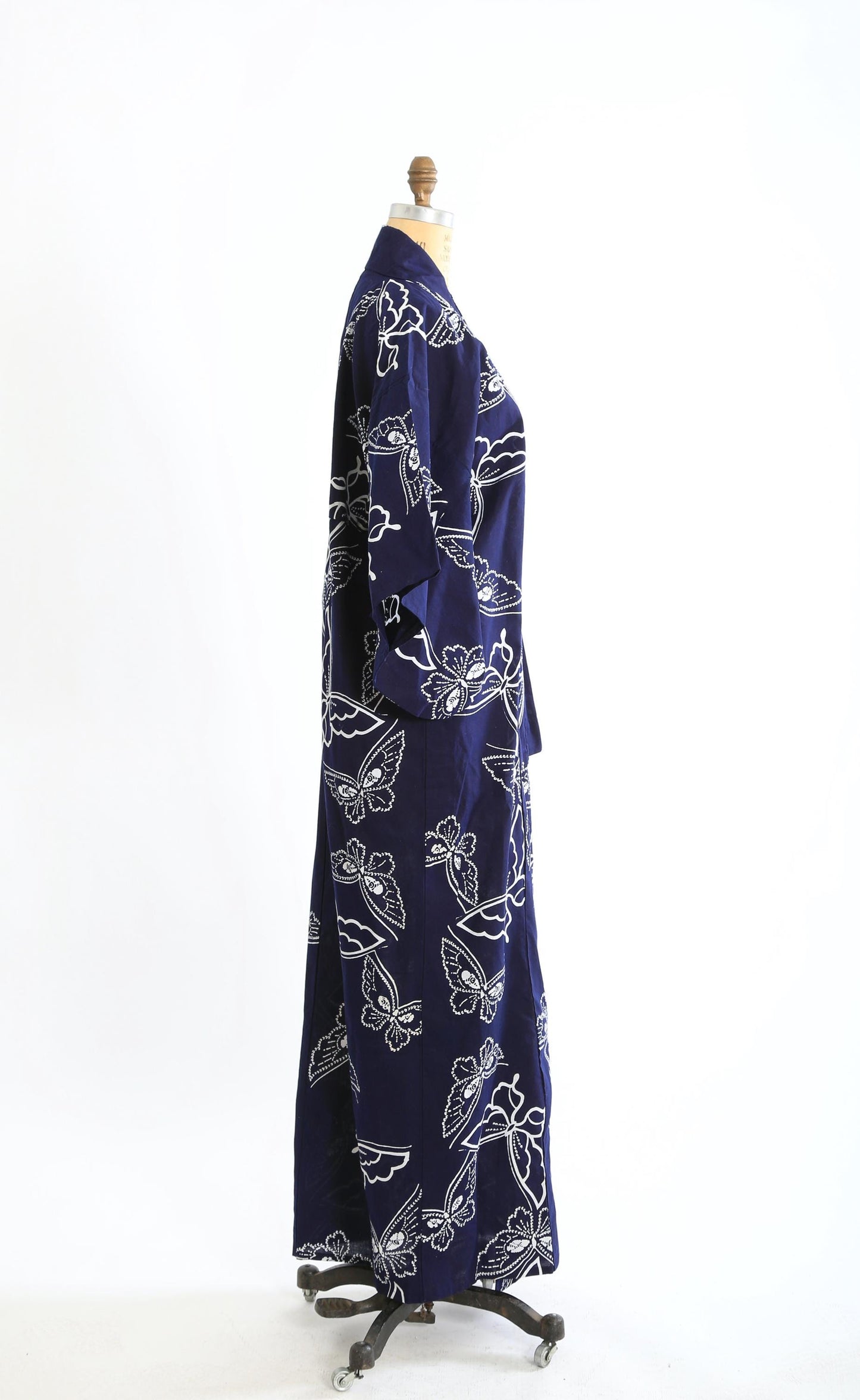 Vintage 1950s Butterfly navy blue cotton kimono