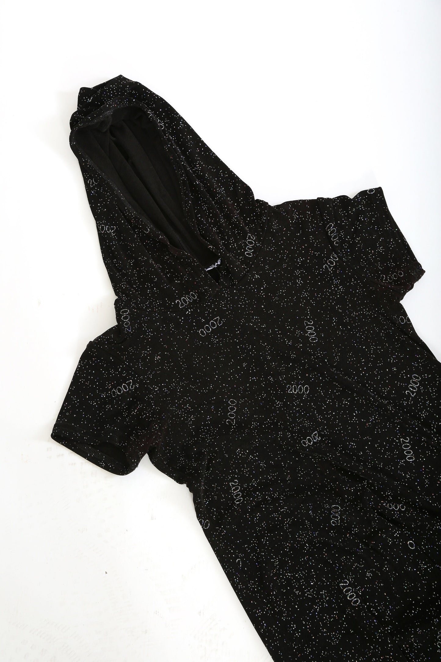 Y2K hooded mini dress | Vintage 2000 New Year Eves stretch mini dress