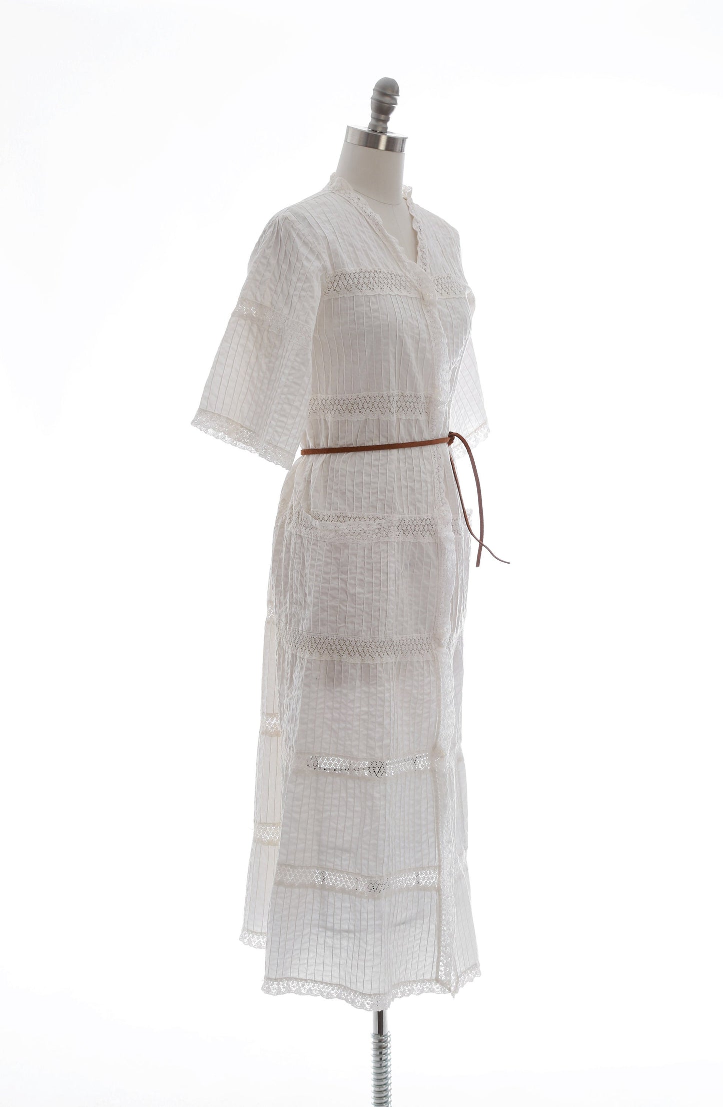 Vintage 70s Mexican white cotton crochet Dress
