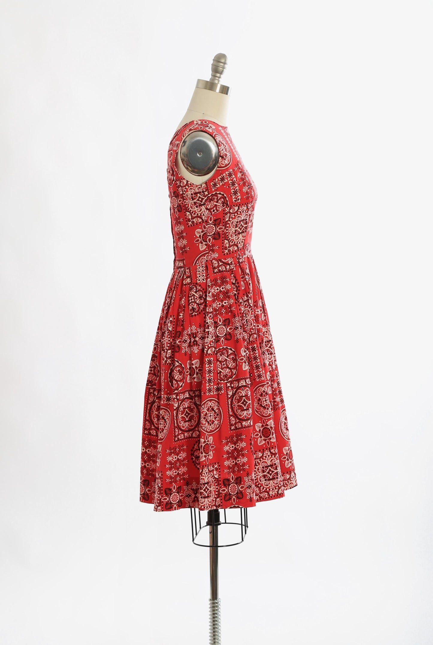 50s bandana dress | Vintage 1950s red bandana cotton dress