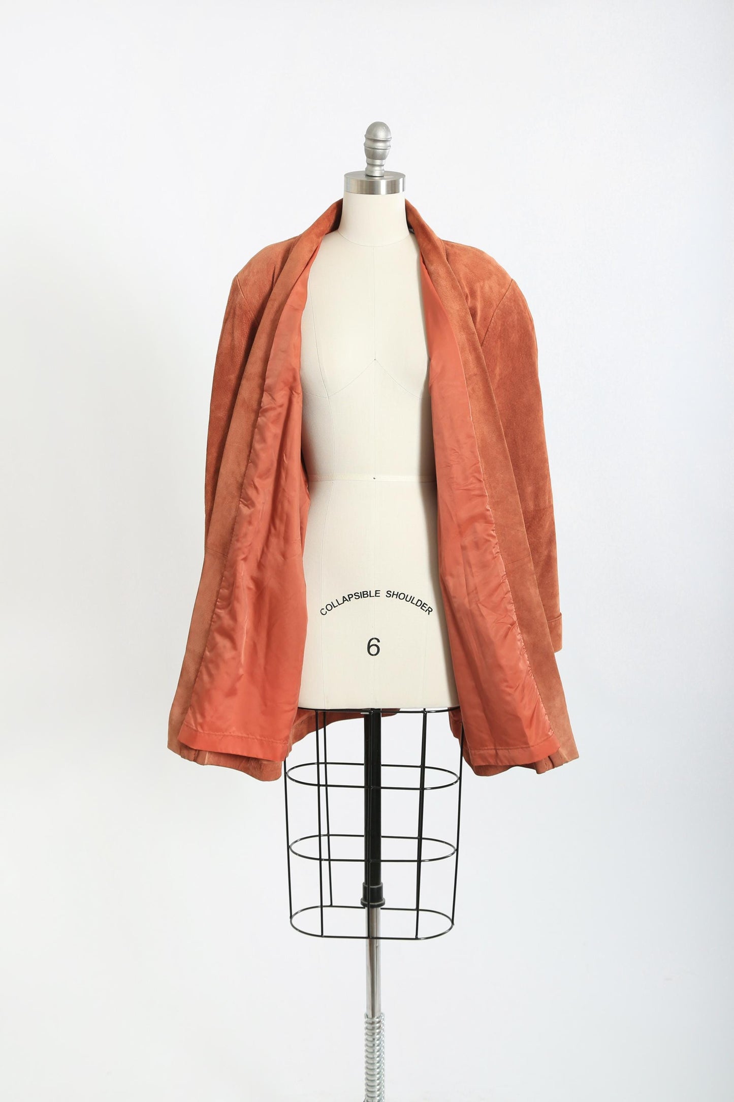 90s Burnt orange suede leather oversized coat jacket