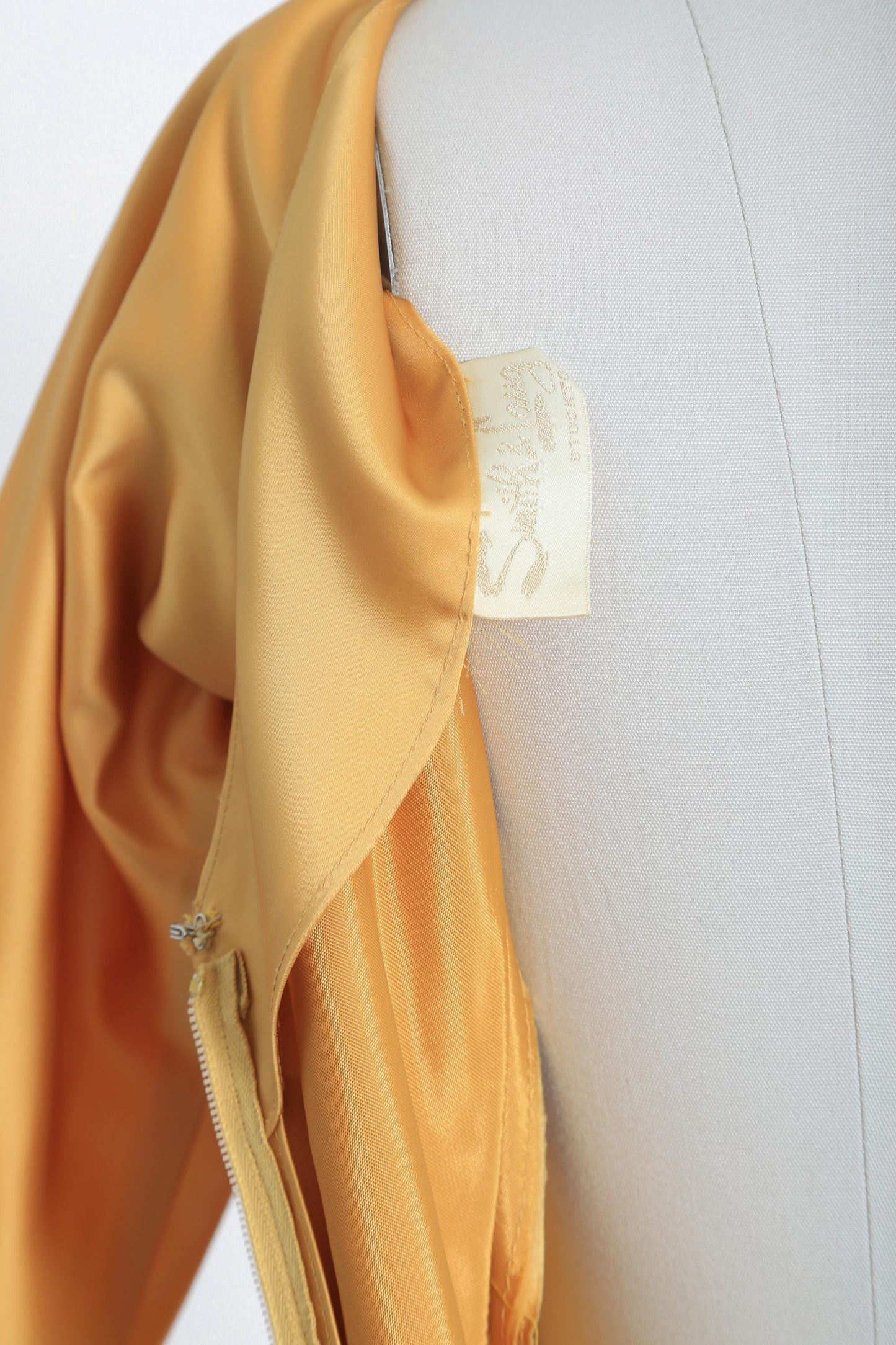 50s Gold satin wiggle dress