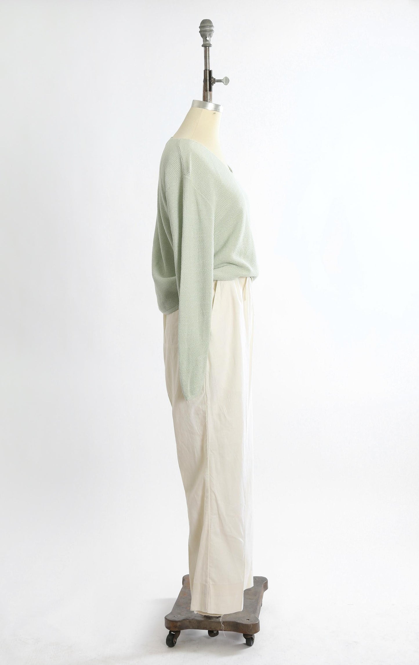 90s green woven knit cotton rayon sweater