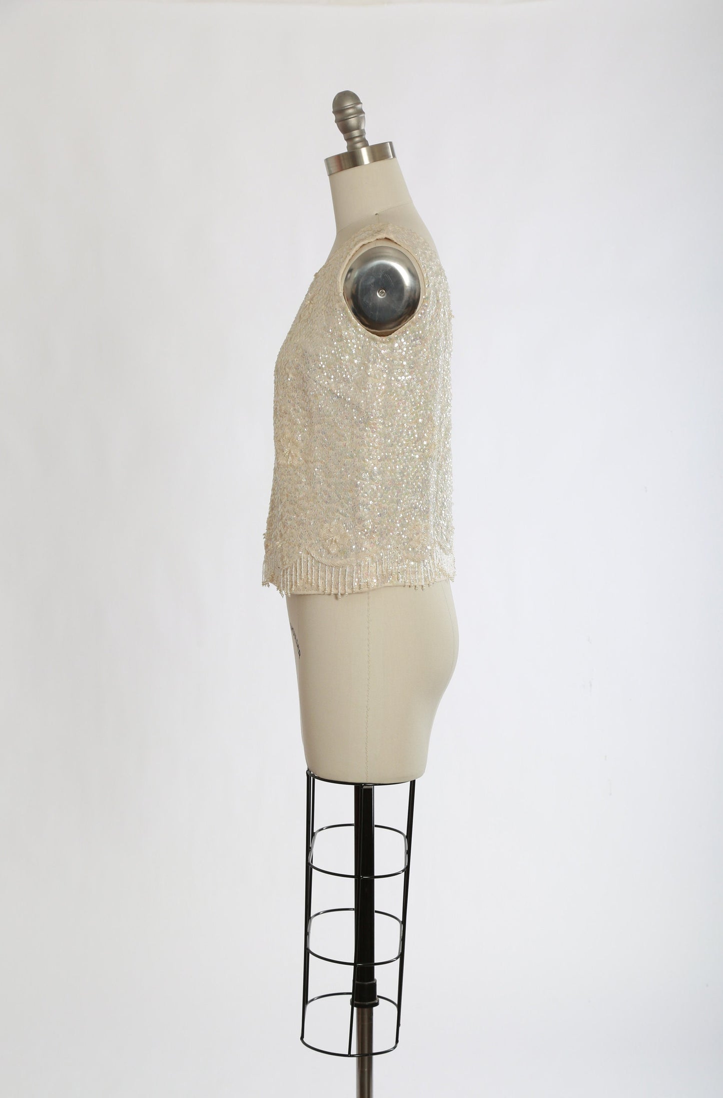 Jeri-Jo sequin tank | Vintage 1960s iridescent beaded sequin Zephry wool tank top